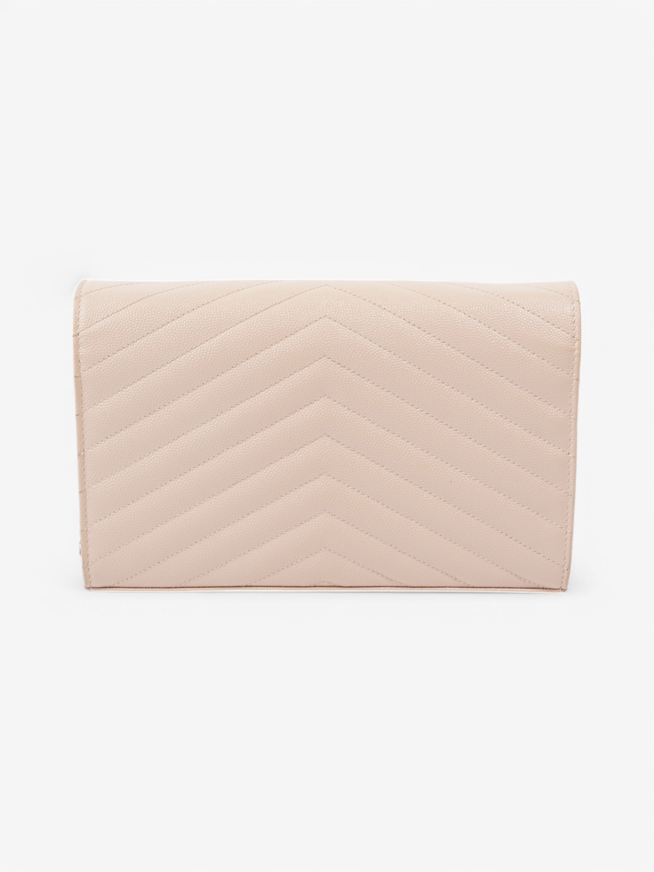 Saint Laurent Cassandre Chain Wallet Light Pink Calfskin Leather