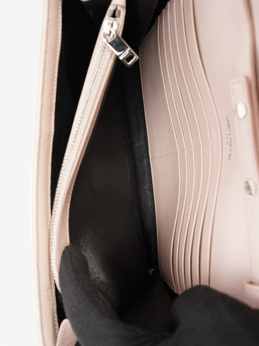 Saint Laurent Cassandre Chain Wallet Light Pink Calfskin Leather