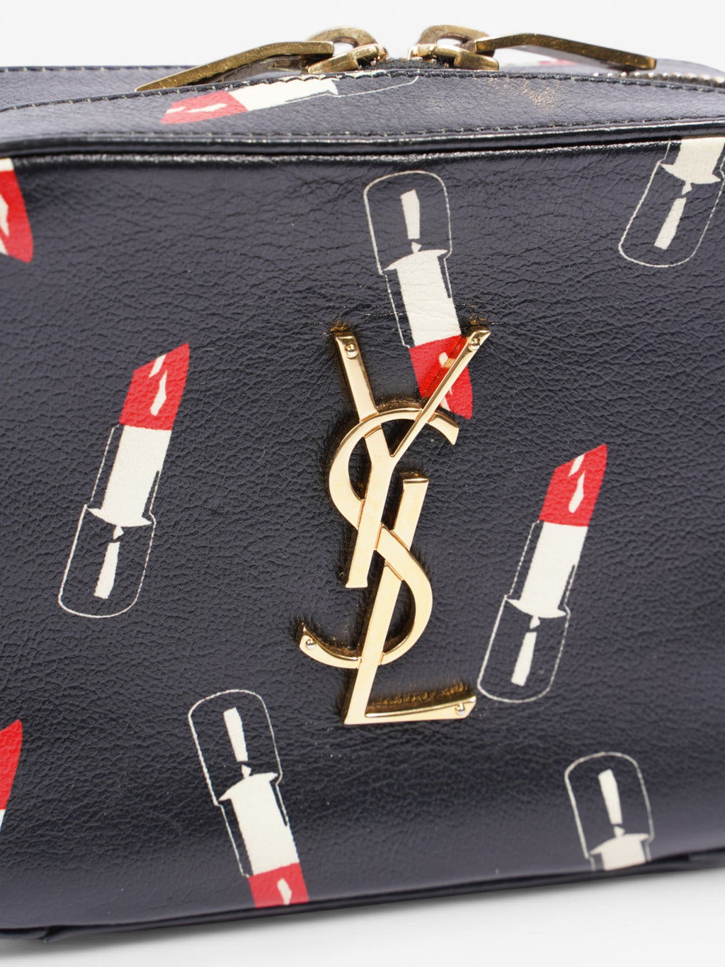 Saint Laurent Shoulder Bag Black / White / Red Leather