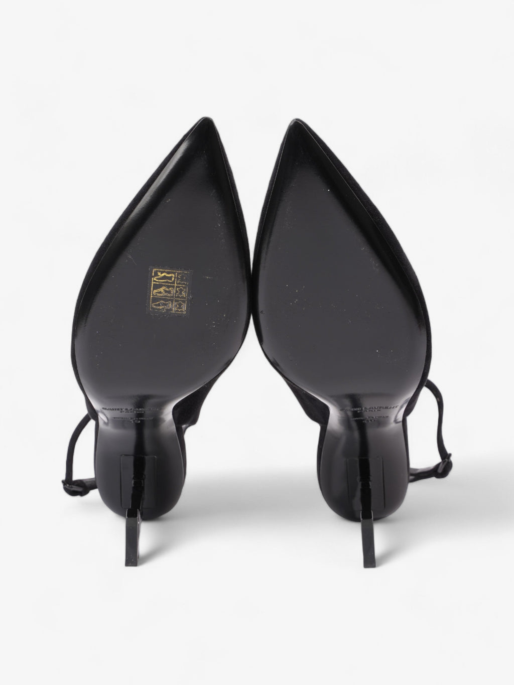 Saint Laurent Opyum Slingback Sandals 85 Black Suede EU 40 UK 7