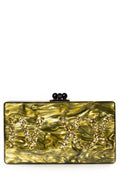 Edie Parker Olive Marbleized Acrylic Clutch Sale