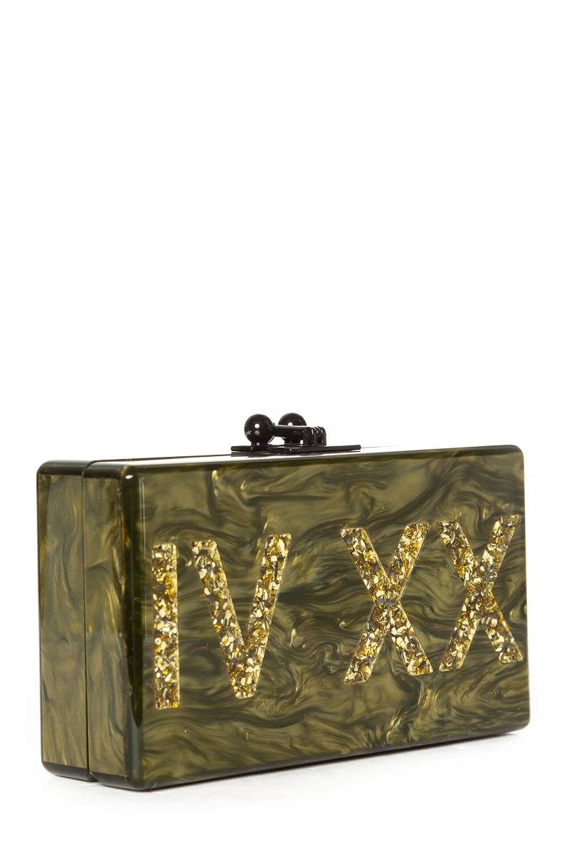 Edie Parker Olive Marbleized Acrylic Clutch Sale