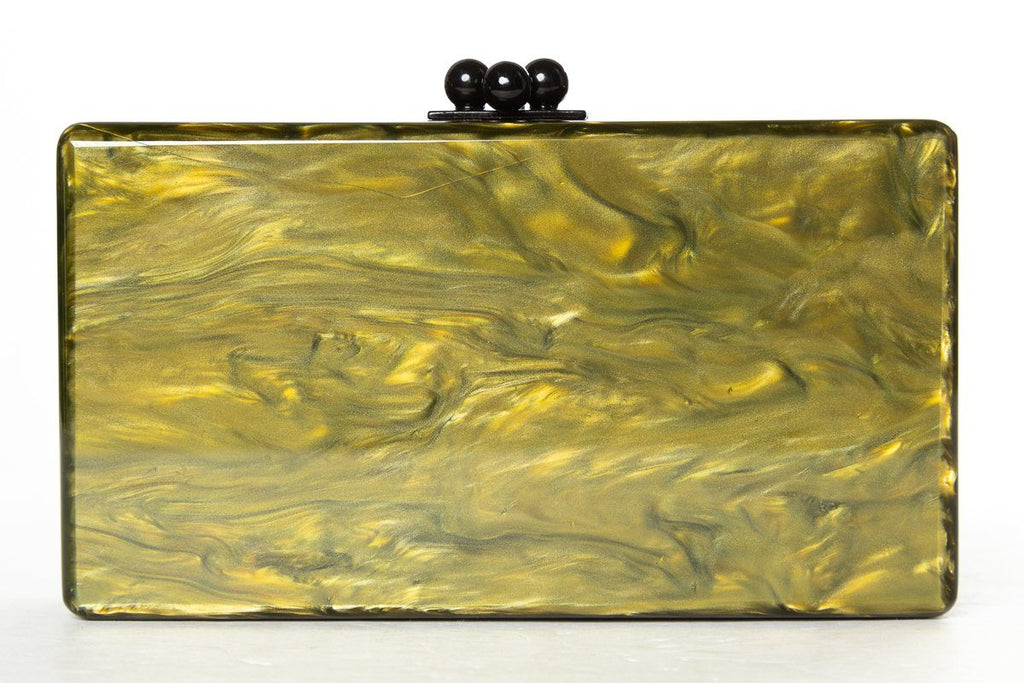 Edie Parker Olive Marbleized Acrylic Clutch Sale