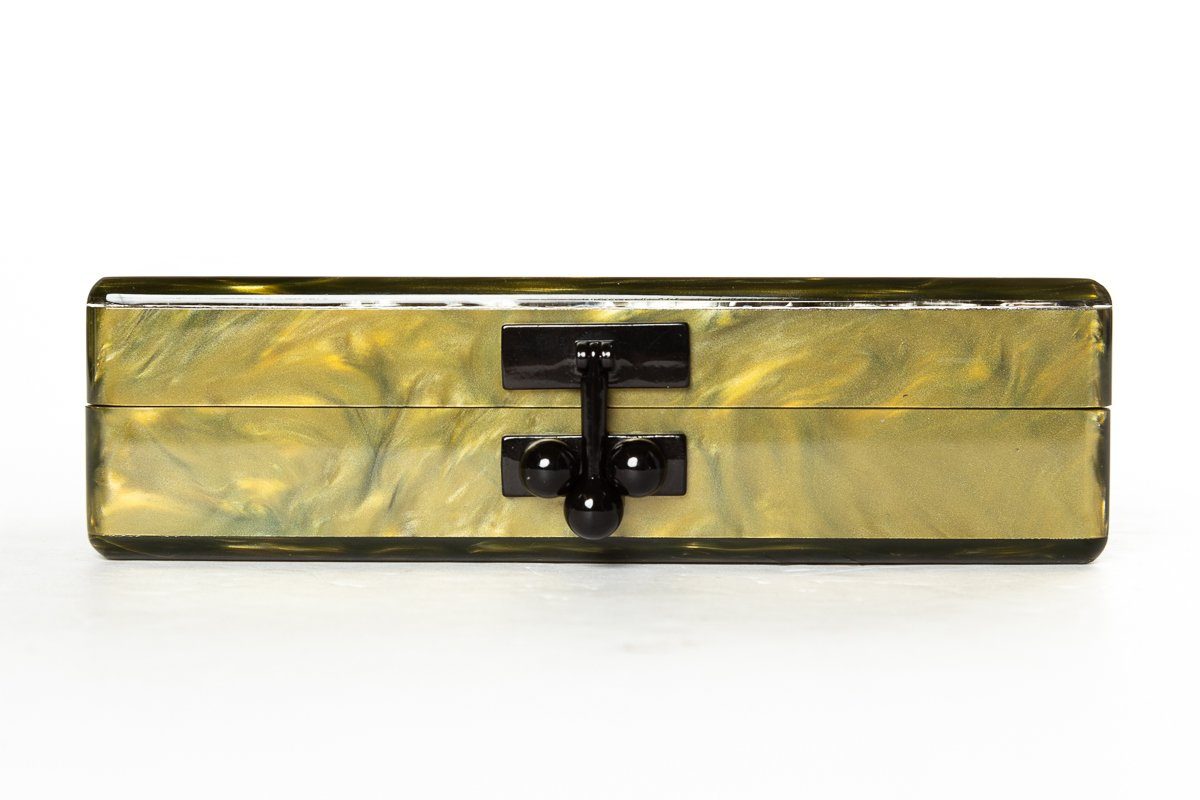 Edie Parker Olive Marbleized Acrylic Clutch Sale