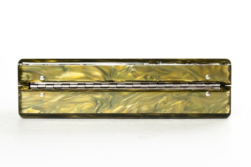 Edie Parker Olive Marbleized Acrylic Clutch Sale