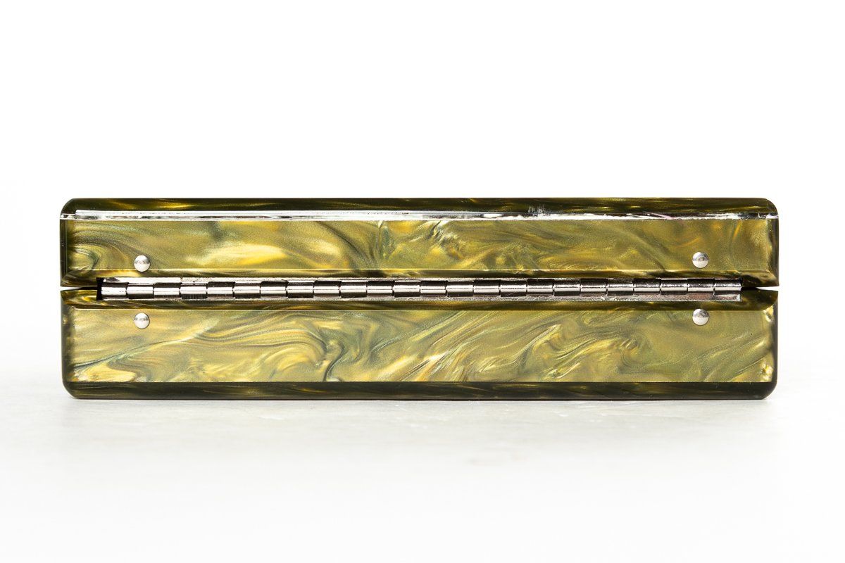 Edie Parker Olive Marbleized Acrylic Clutch Sale
