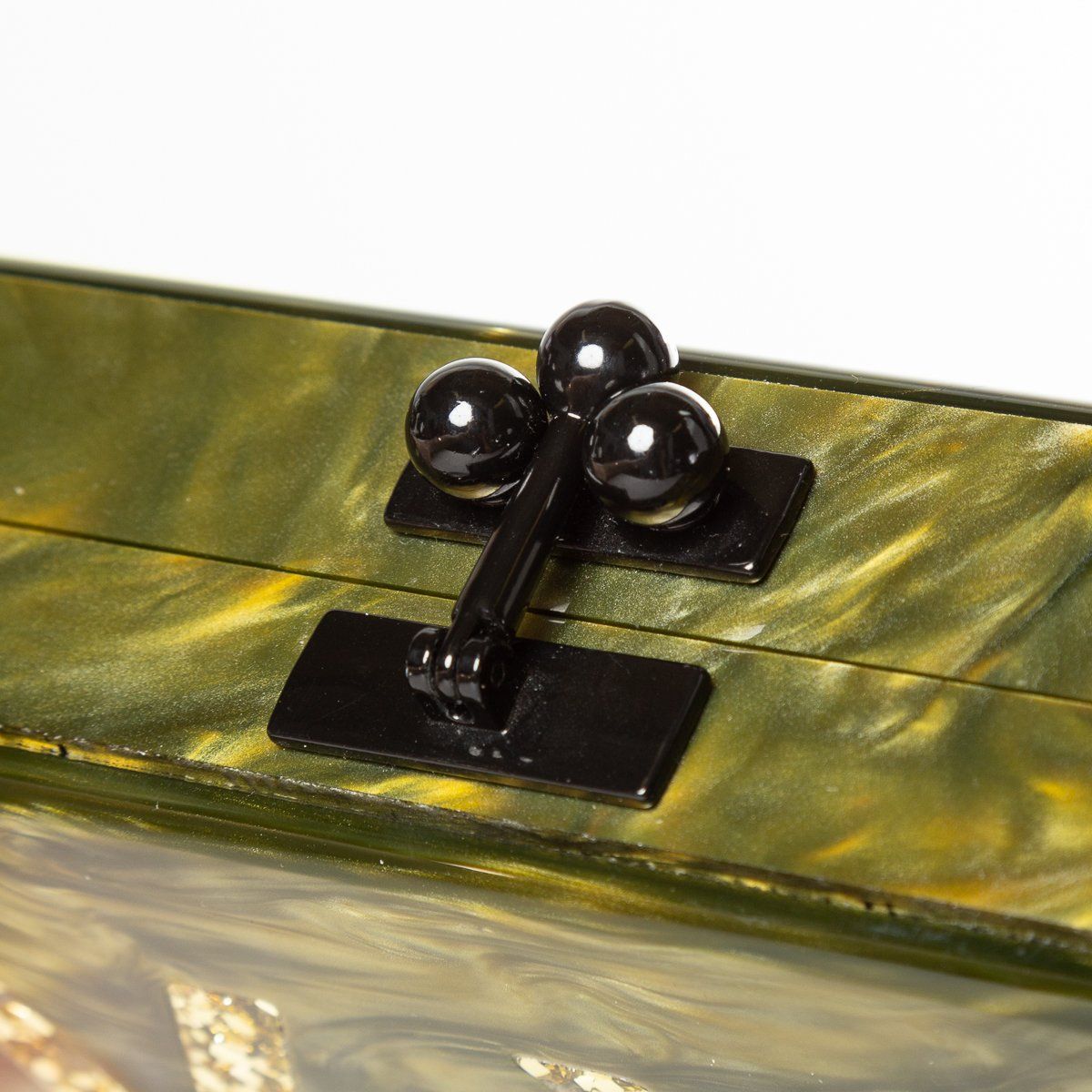 Edie Parker Olive Marbleized Acrylic Clutch Sale