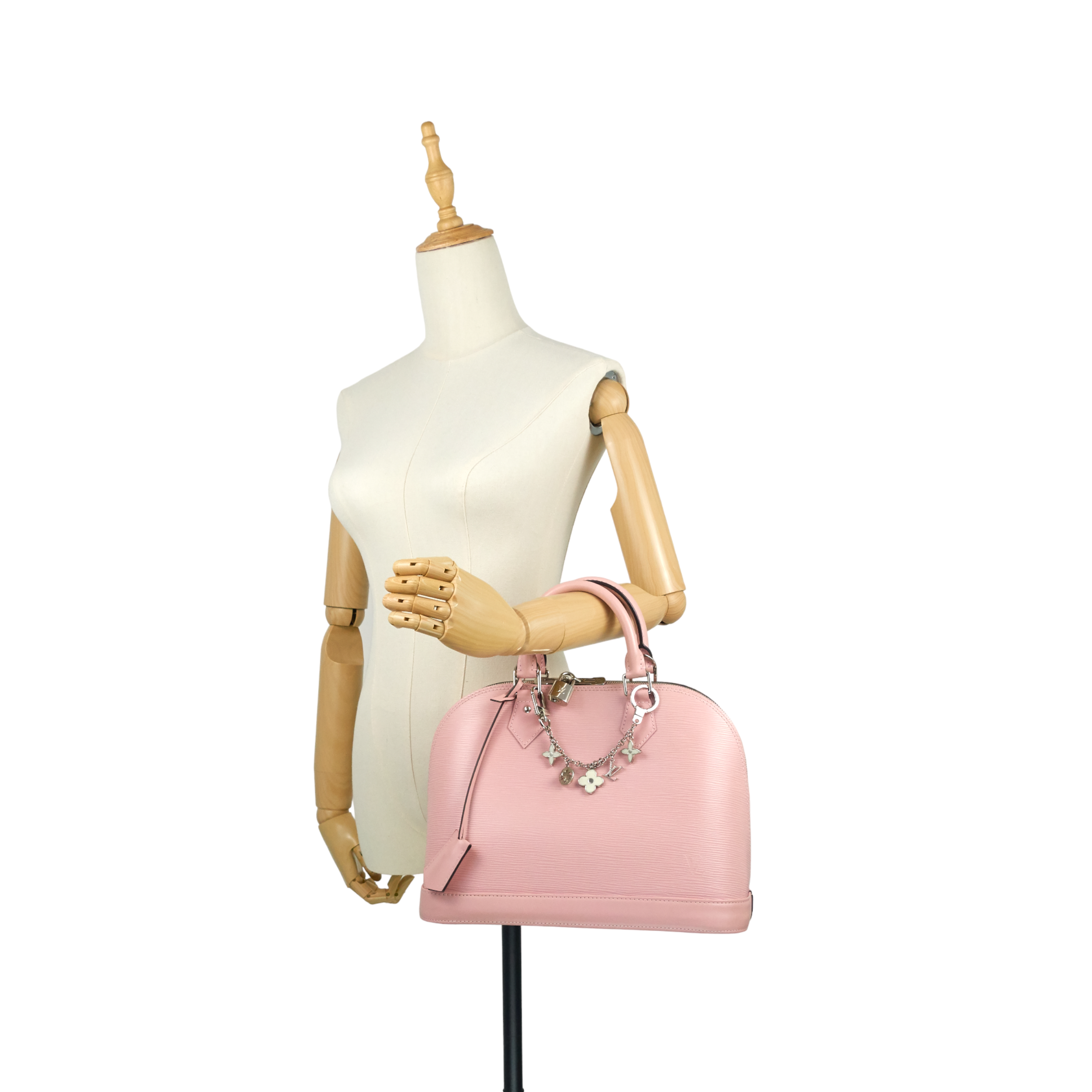 Louis Vuitto Alma PM Pink Epi Leather Bag with Charms
