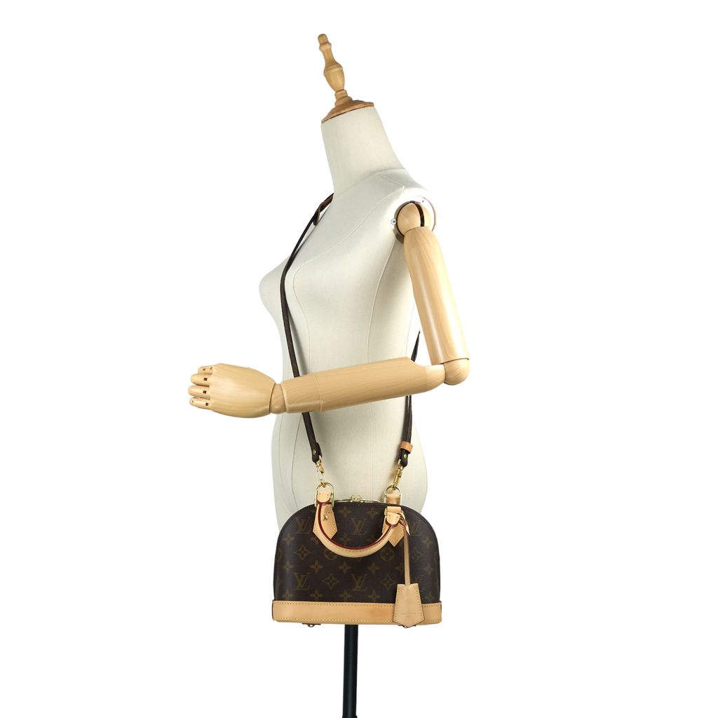 Louis Vuitto Alma BB Monogram Canvas Bag with Monogram Canvas Strap