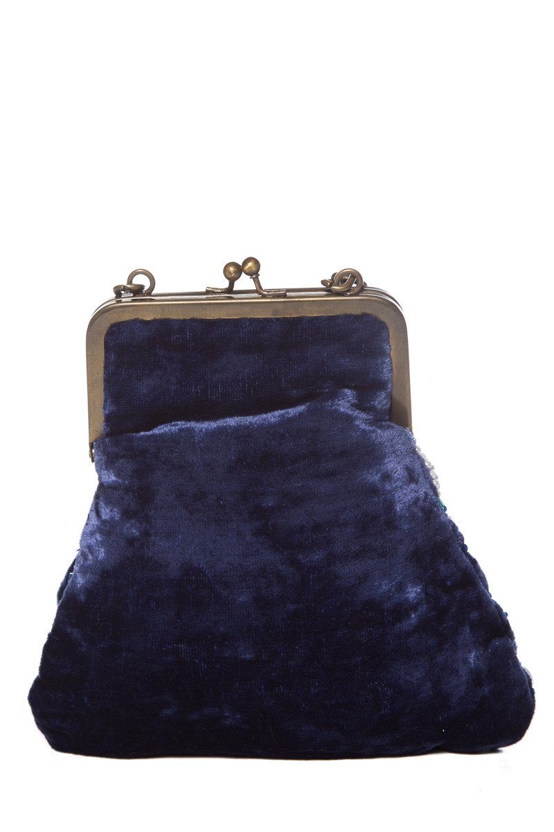 Entra Blue Velvet Bead & Sequin Cross-Body