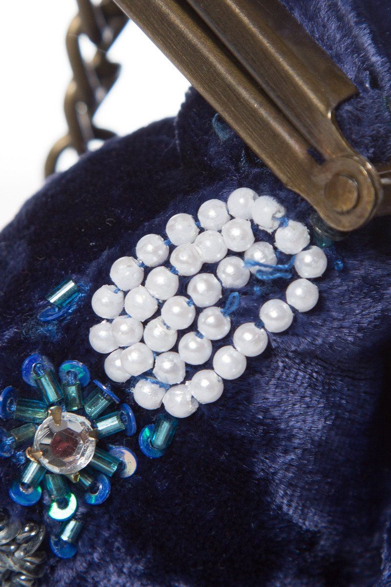 Entra Blue Velvet Bead & Sequin Cross-Body