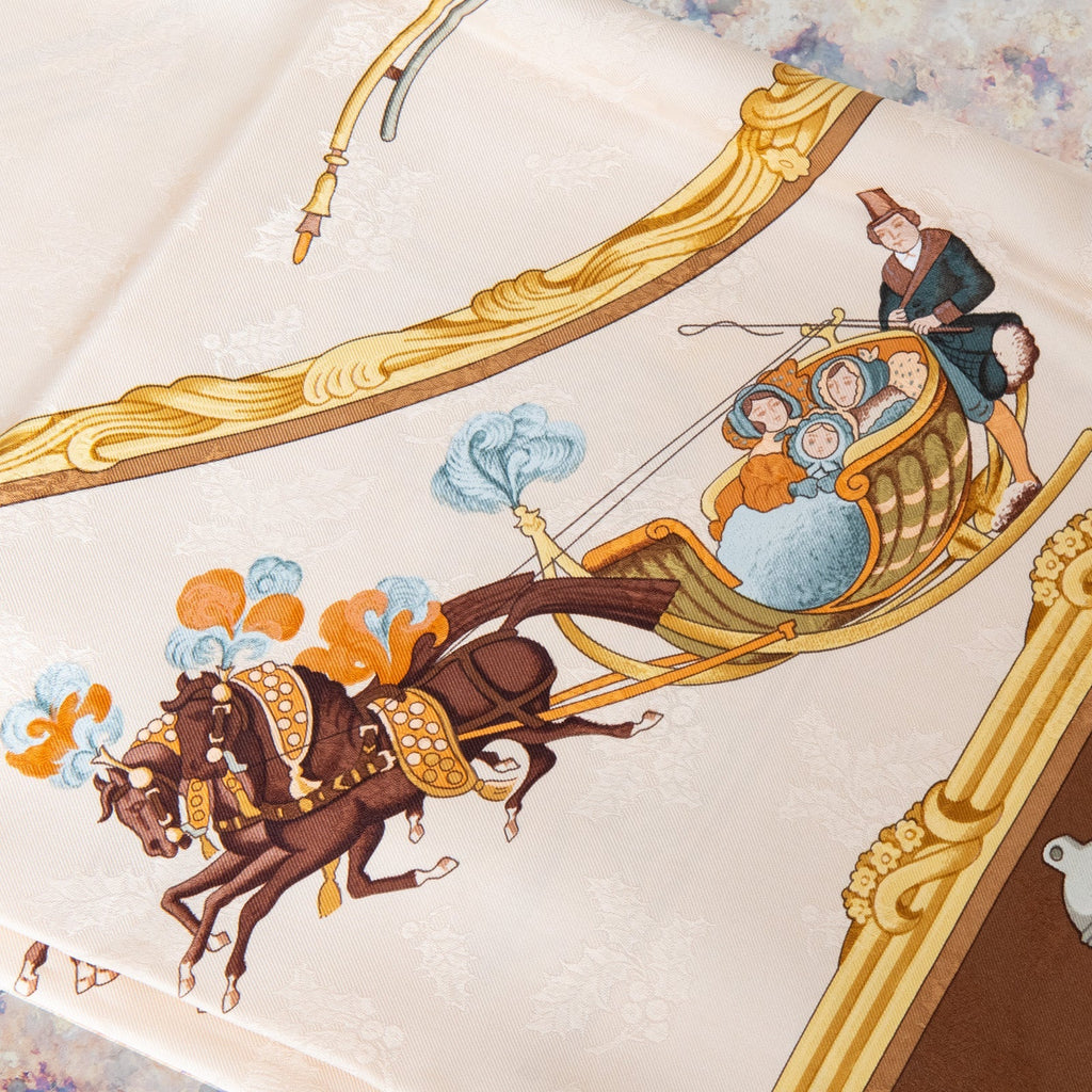 Hermes Plumes et Grelots Julia Abadie Silk Scarf 90 cm