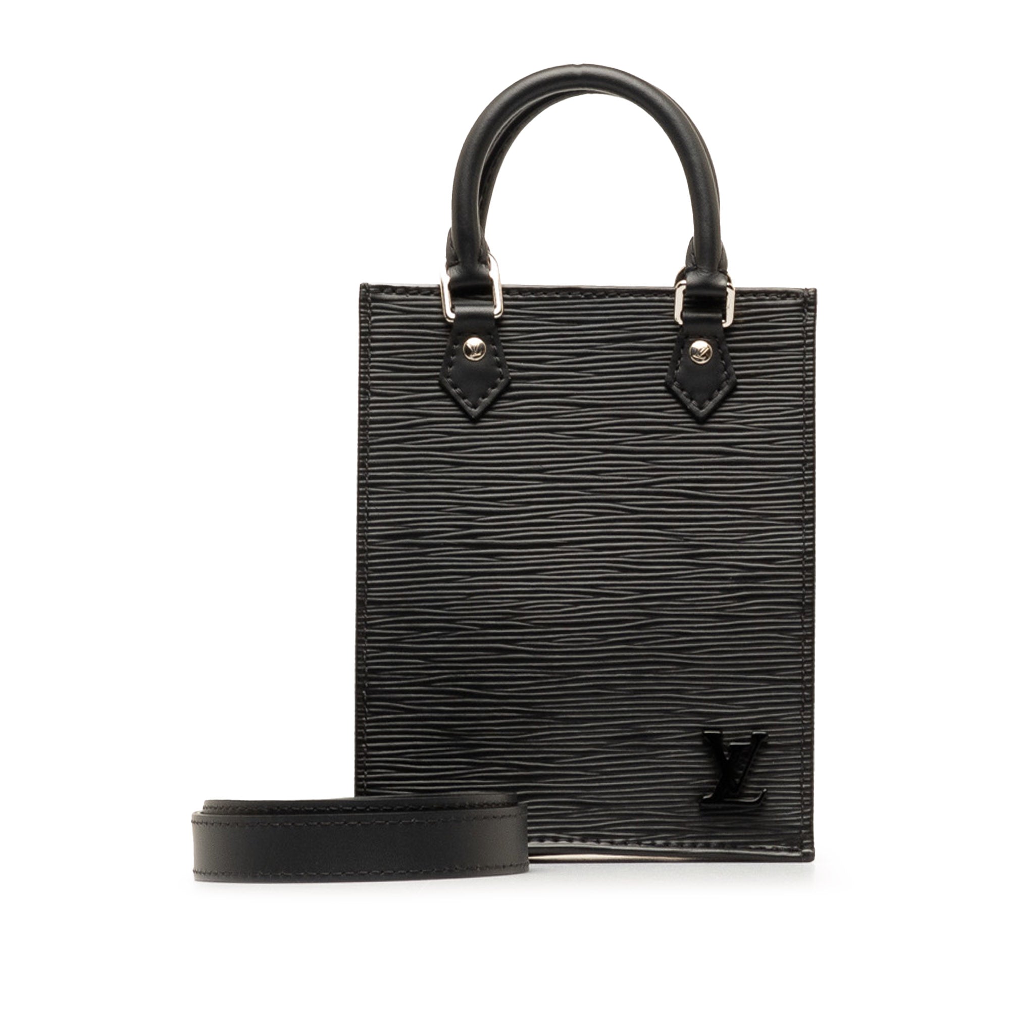 Black Louis Vuitton Epi Petit Sac Plat Satchel