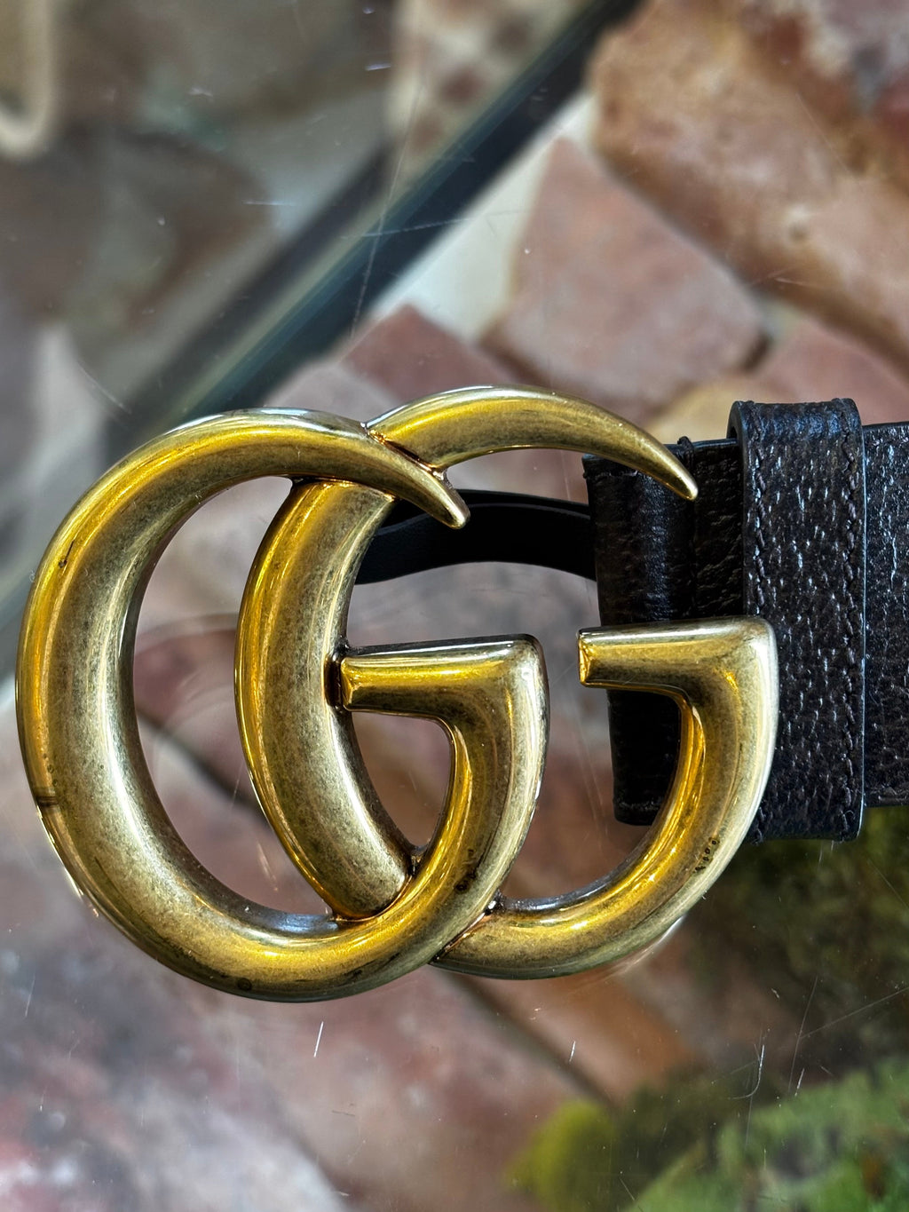 GUCCI Brown GG Marmont Wide Belt