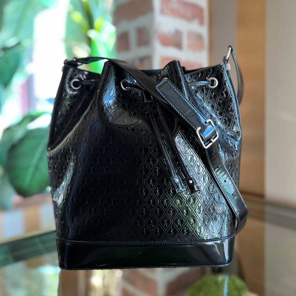 SAINT LAURENT Spazzolato Le Monogram Drawstring Bucket Bag