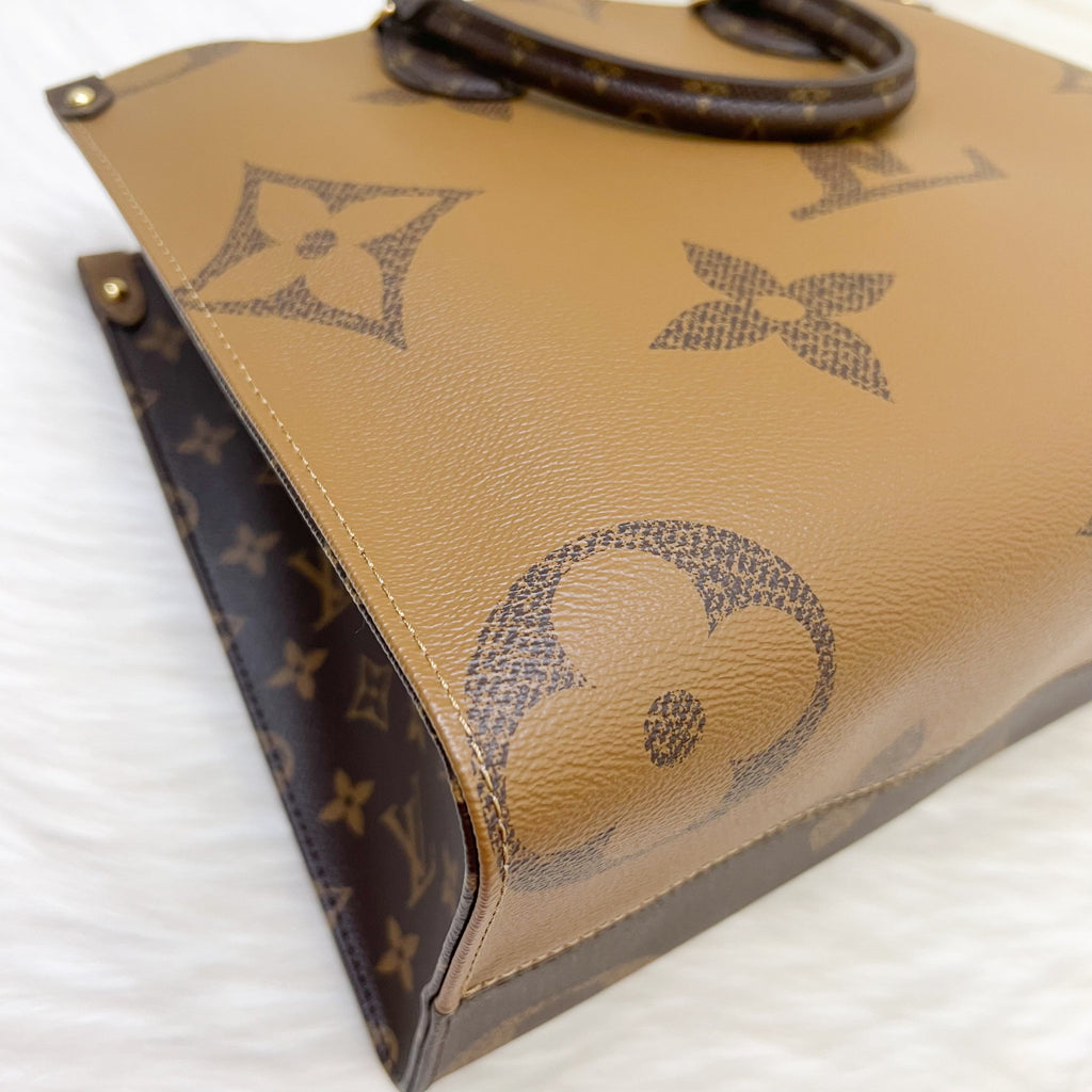 LV Onthego MM in Reverse Monogram Canvas and GHW
