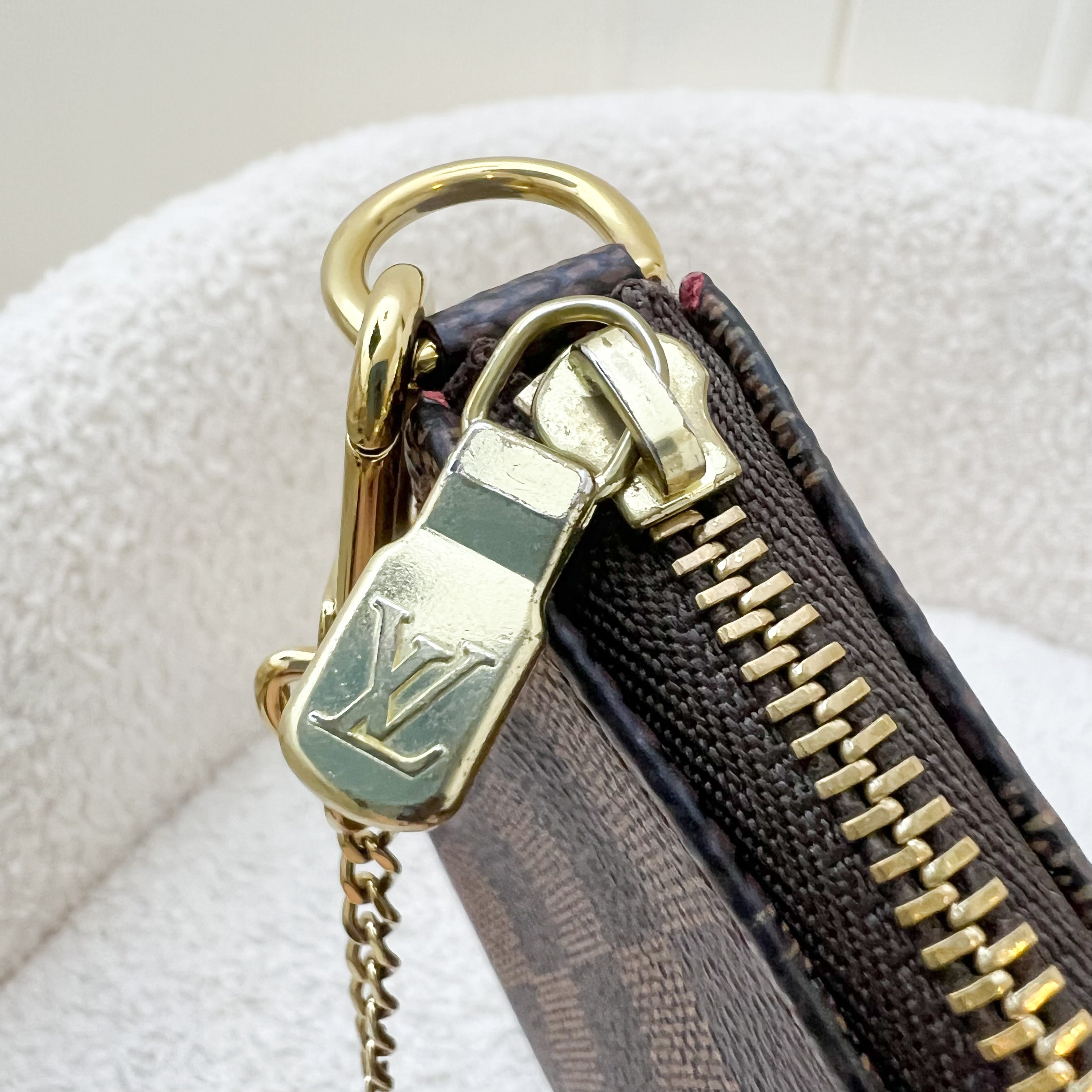 LV Mini Pochette Accessoires in Damier Ebene Canvas GHW