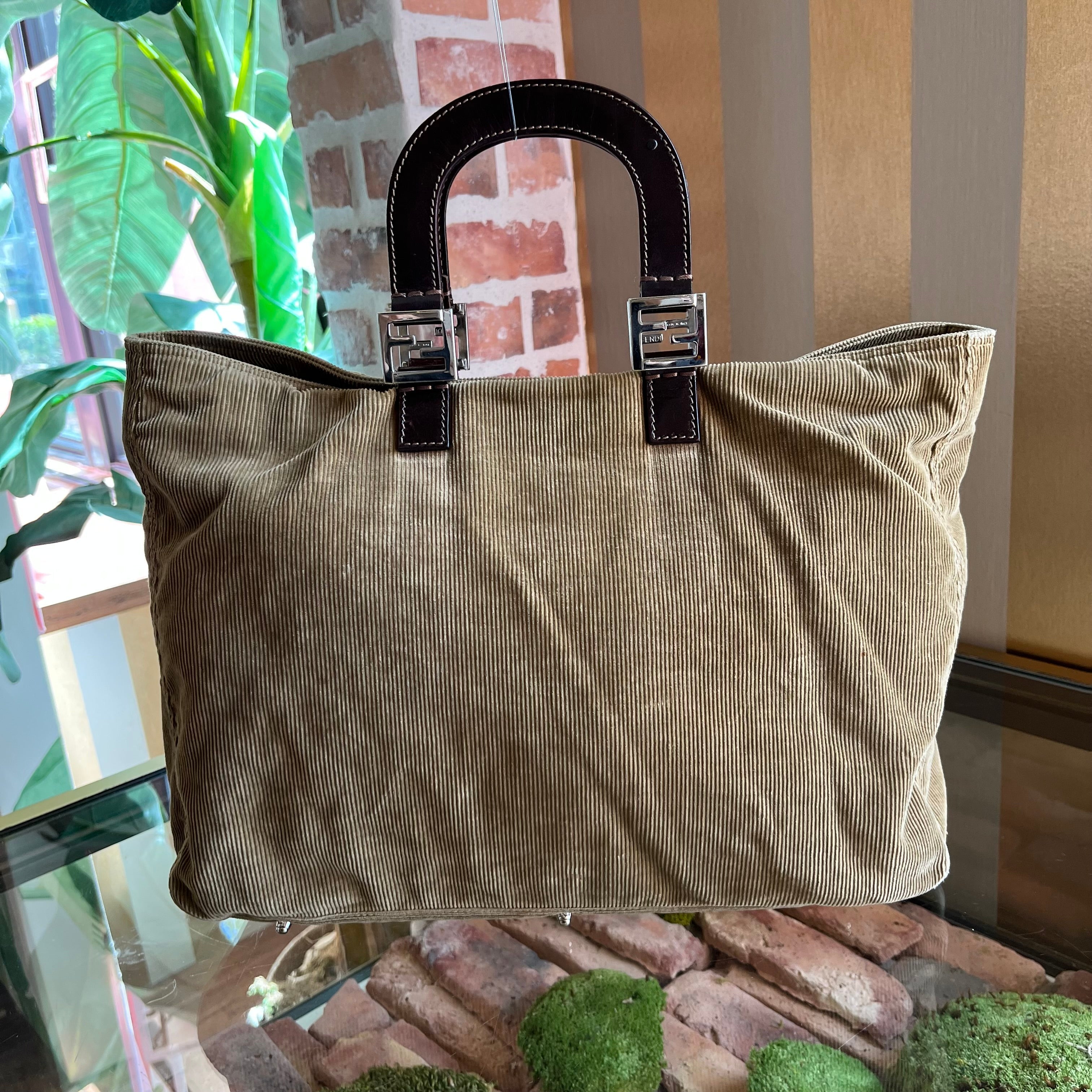 FENDI Vintage Manchester Brown Corduroy Tote