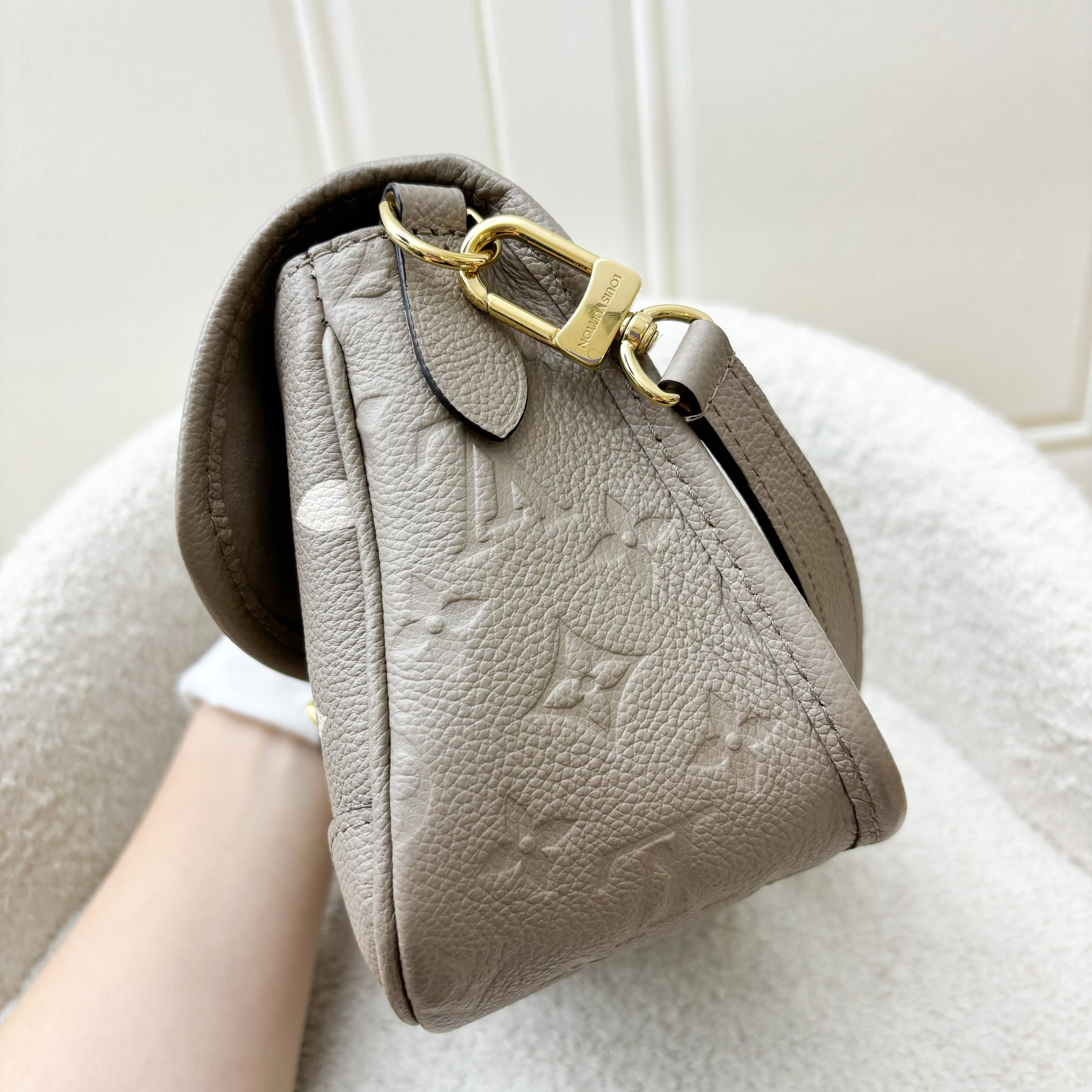 LV Diane PM in Tourterelle (Grey) / Creme Giant Monogram Empreinte Leather and GHW