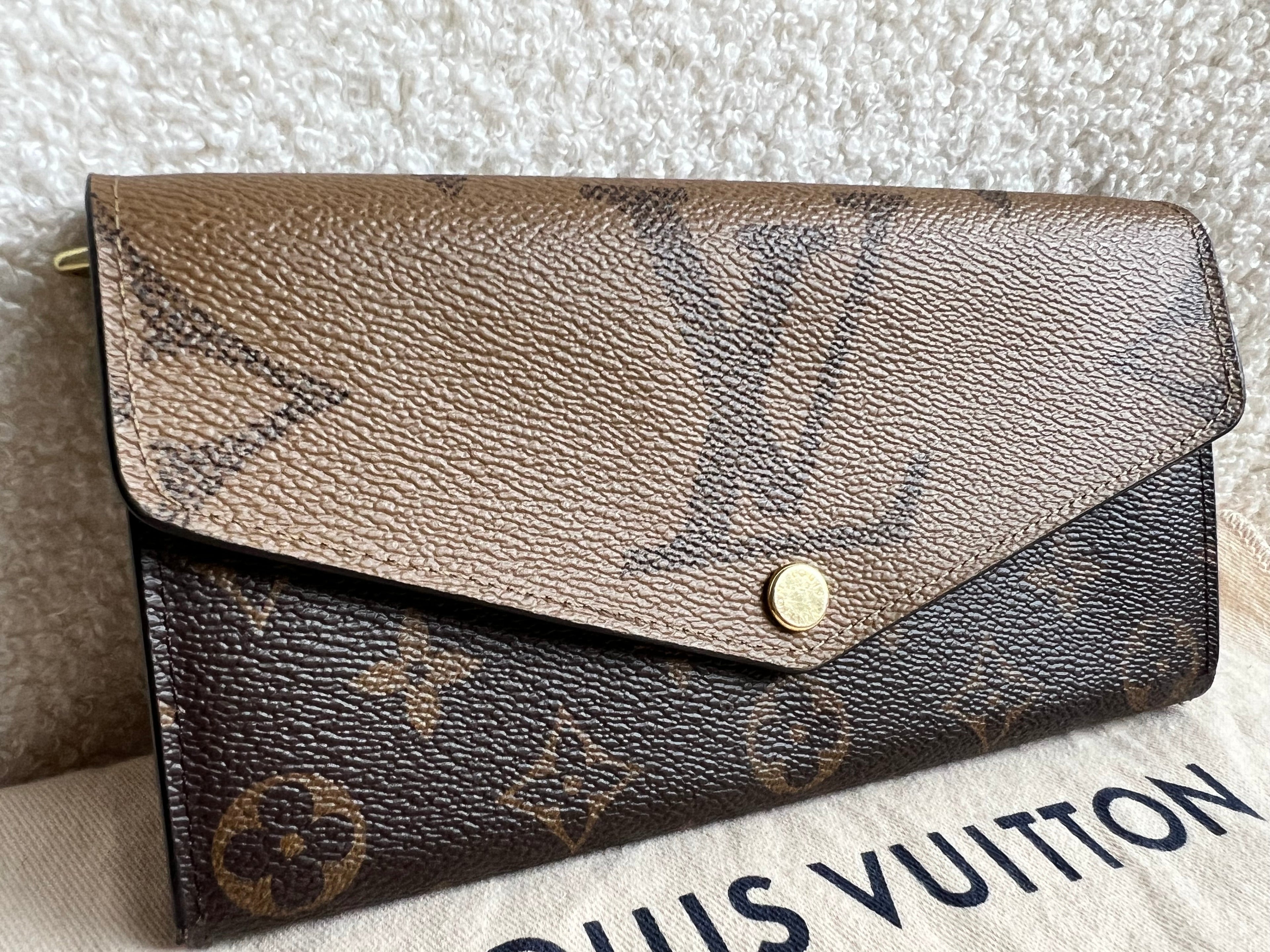 Louis Vuitton Sarah Wallet in reverse Monogram and Brown (RRP £550)