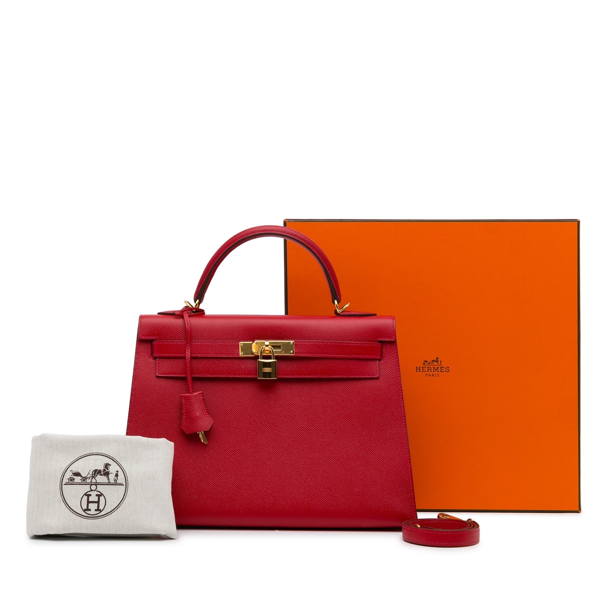 HermÃƒÆ’Ã‚Â¨s Kelly Selliere 32 Red Epsom Gold