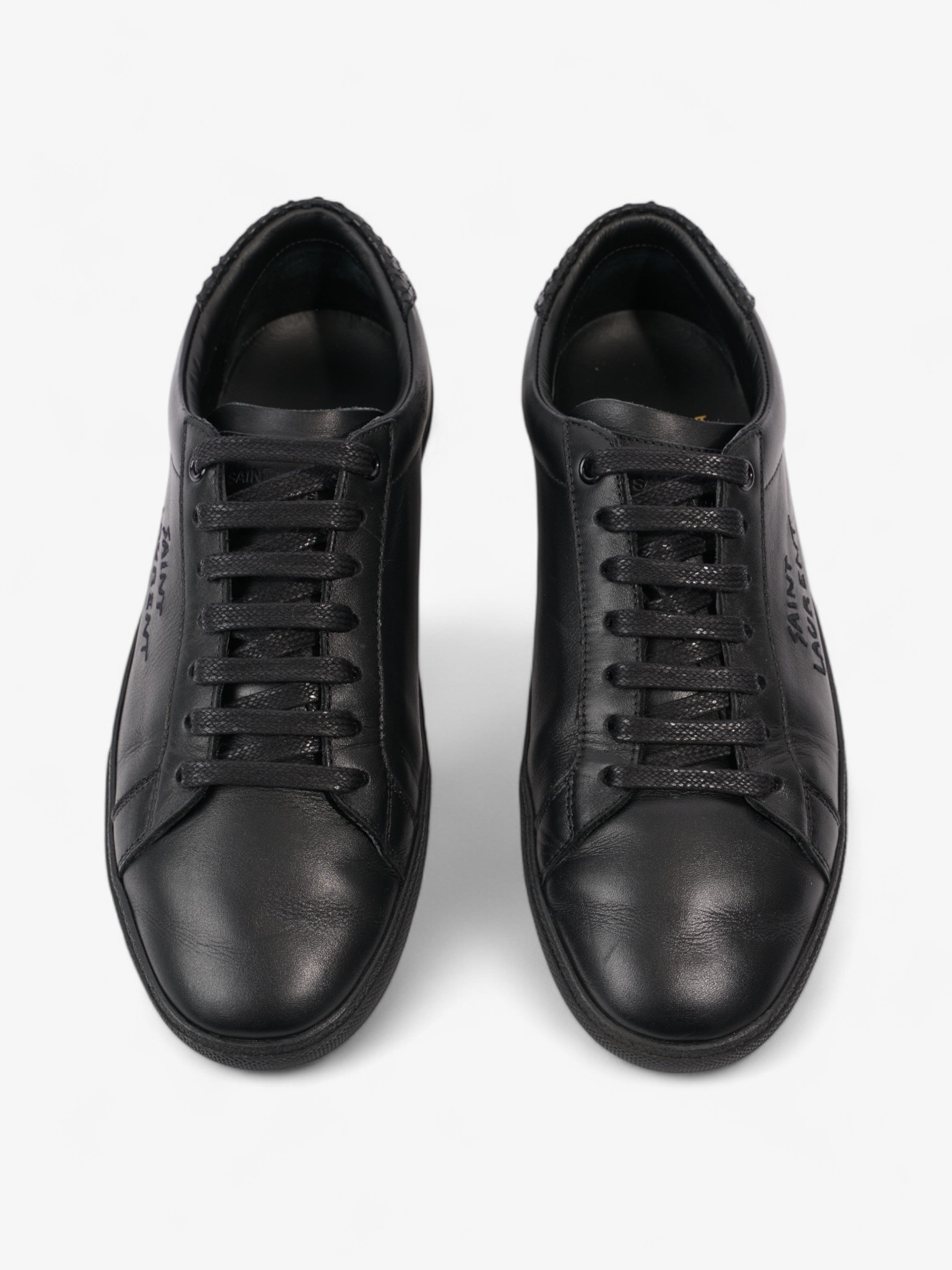 Saint Laurent Embroidered Sneakers Black Leather EU 40 UK 6