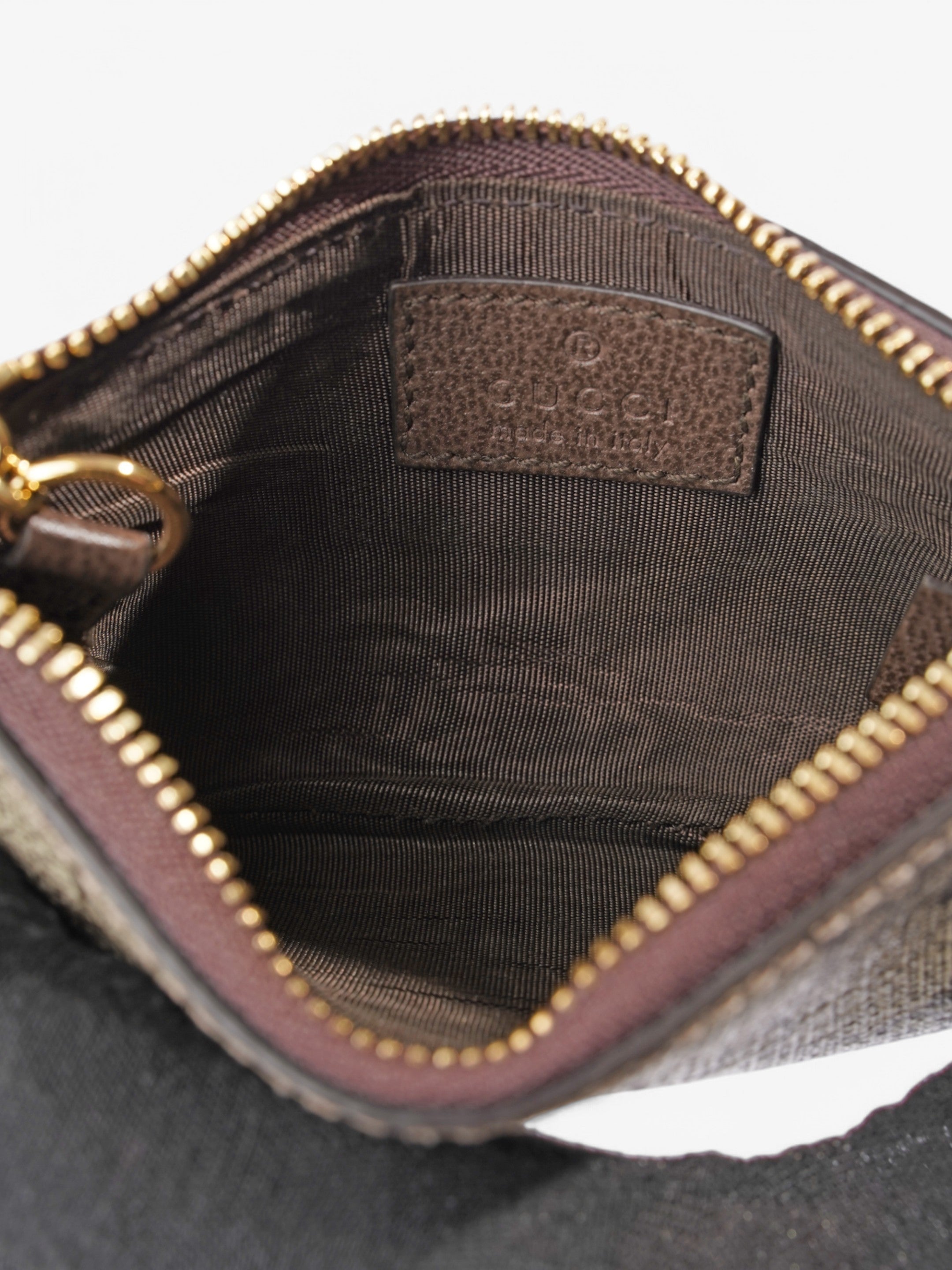 Gucci Ophidia Key Case GG Supreme / Brown / Gold Coated Canvas