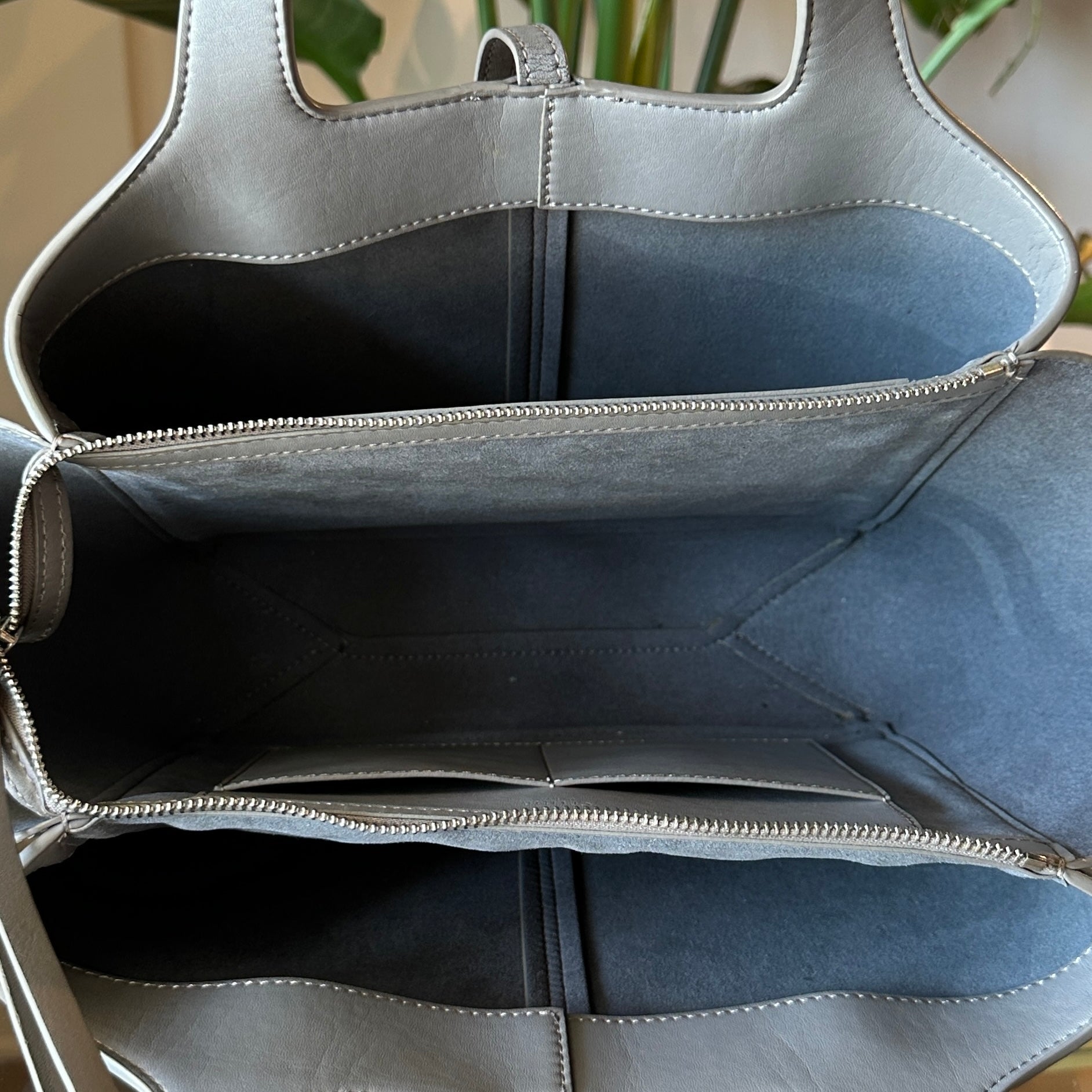 CELINE Tri-fold Medium Grey Shoulder Bag