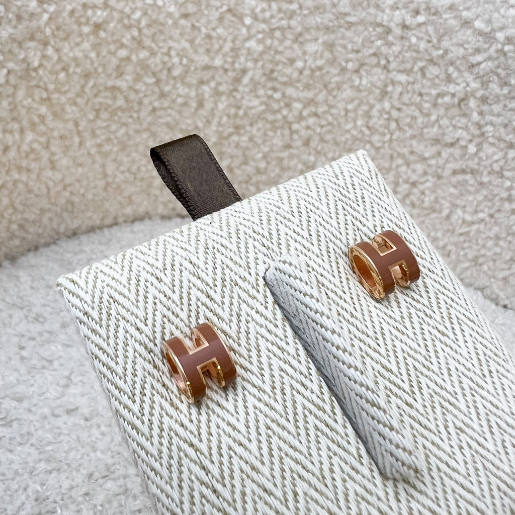 Hermes Mini Pop H Earrings in Gold Enamel and RGHW