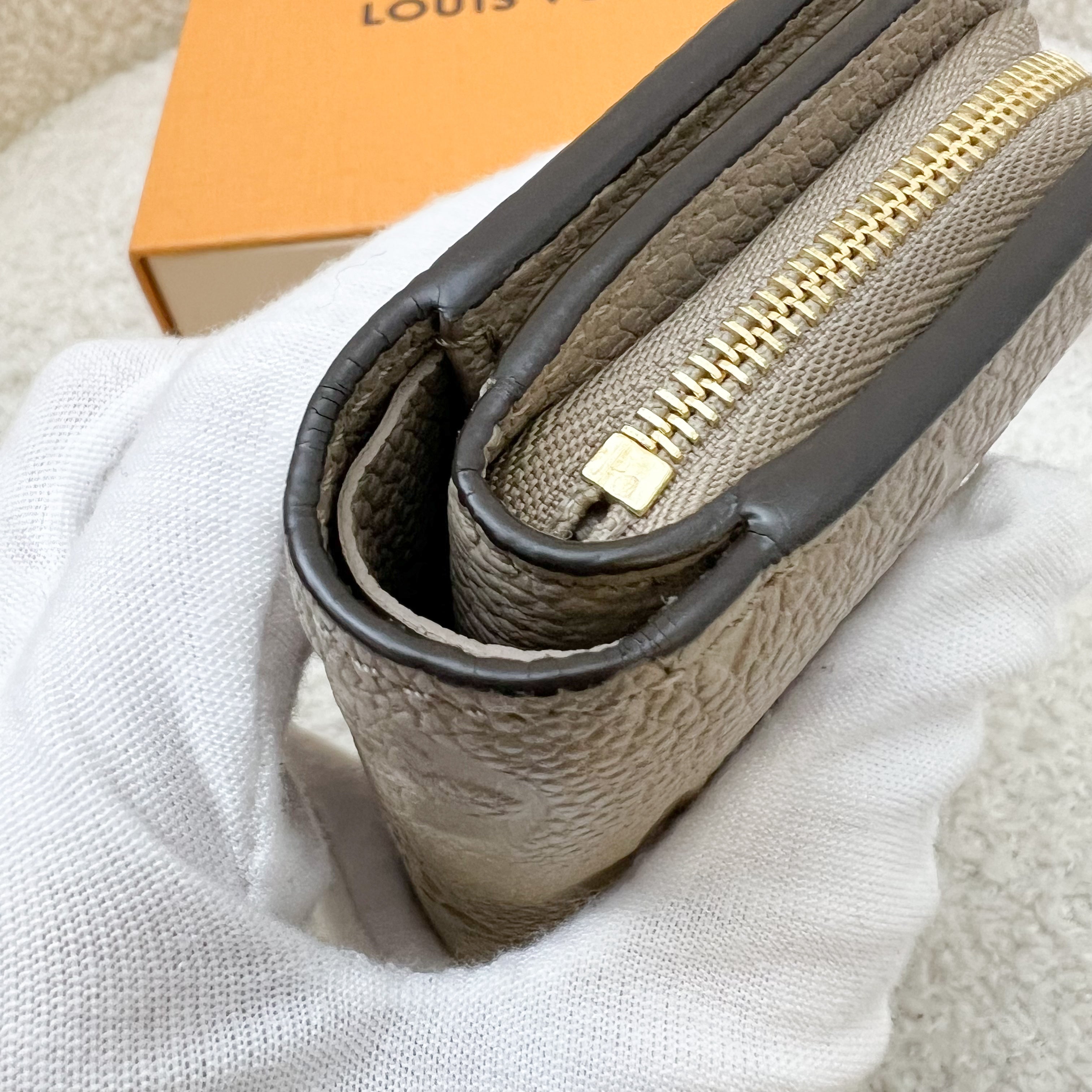 LV Clea Compact Wallet in in Tourterelle Monogram Empreinte Leather and GHW