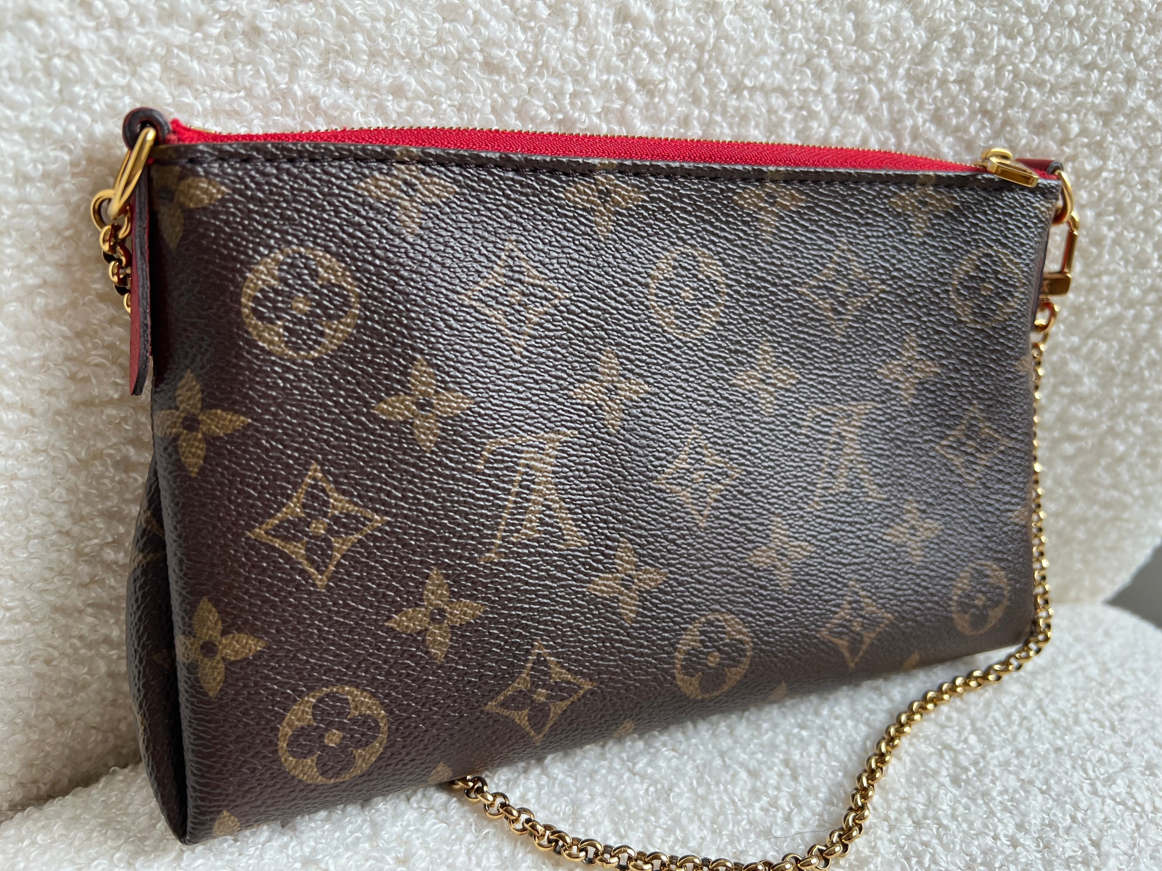 Louis Vuitton Red and Monogram Pallas Pochette