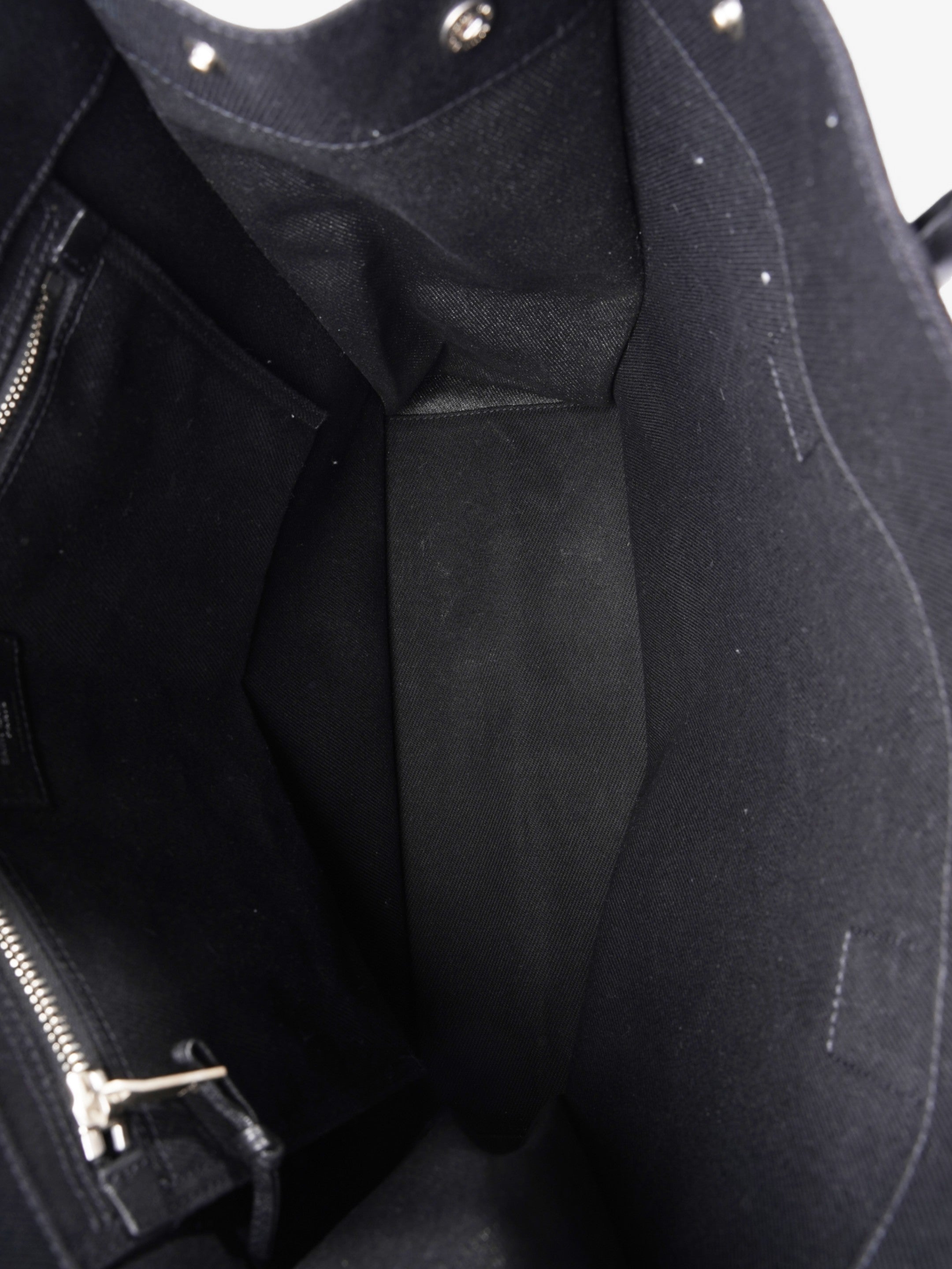 Saint Laurent Rive Gauche Tote Bag Black / White Canvas