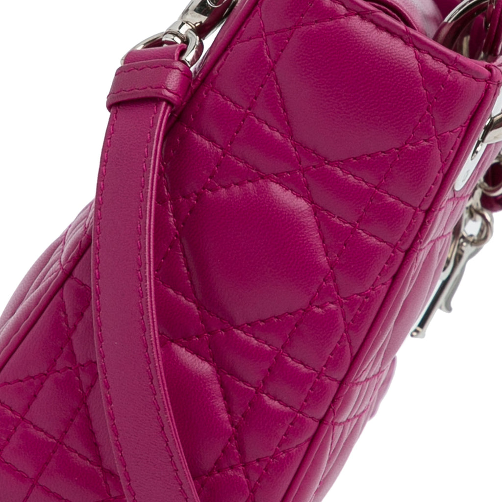 Dior Lady Dior Mini Pink Cannage Lambskin Silver