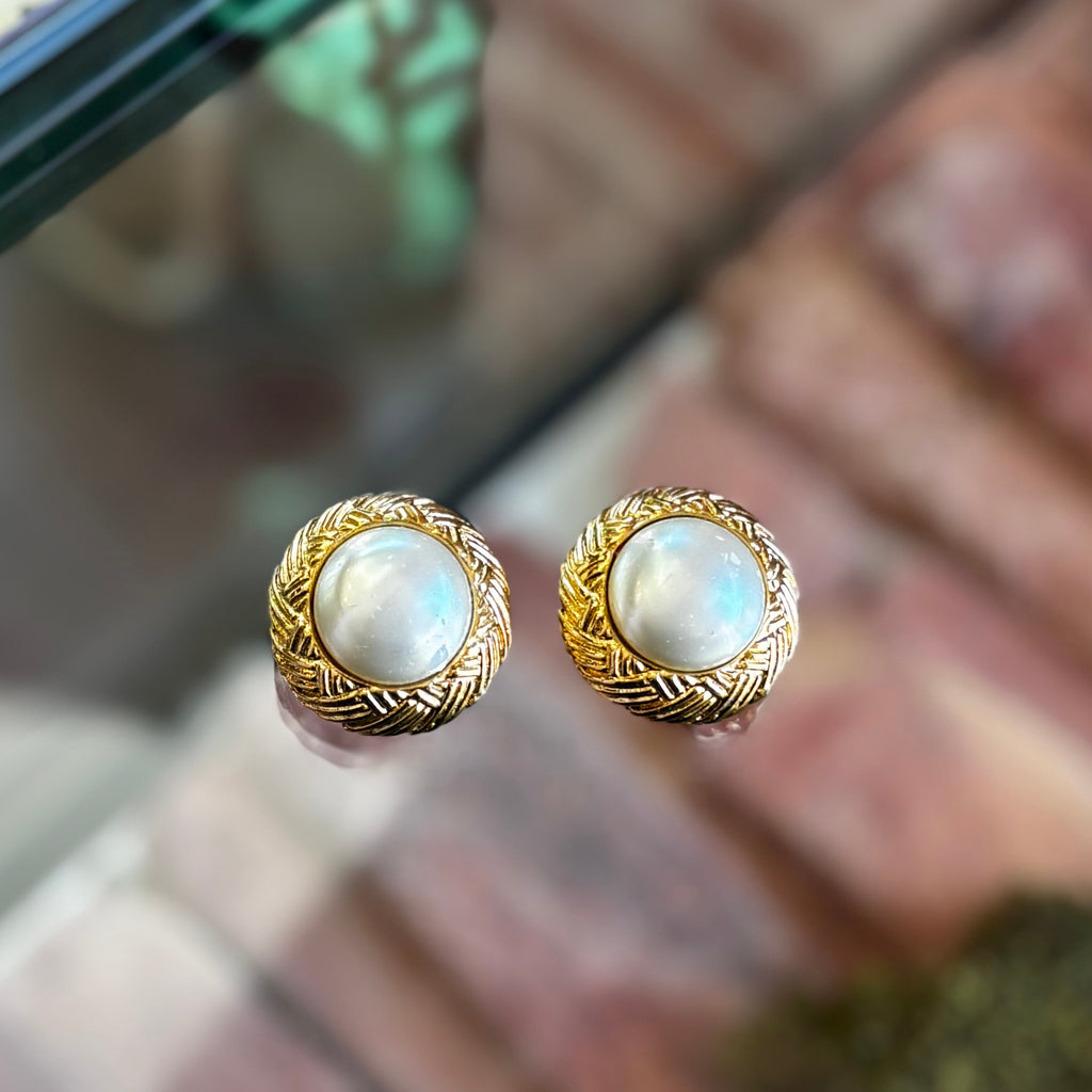 CHANEL Gold Braided Vintage Clip On Earrings