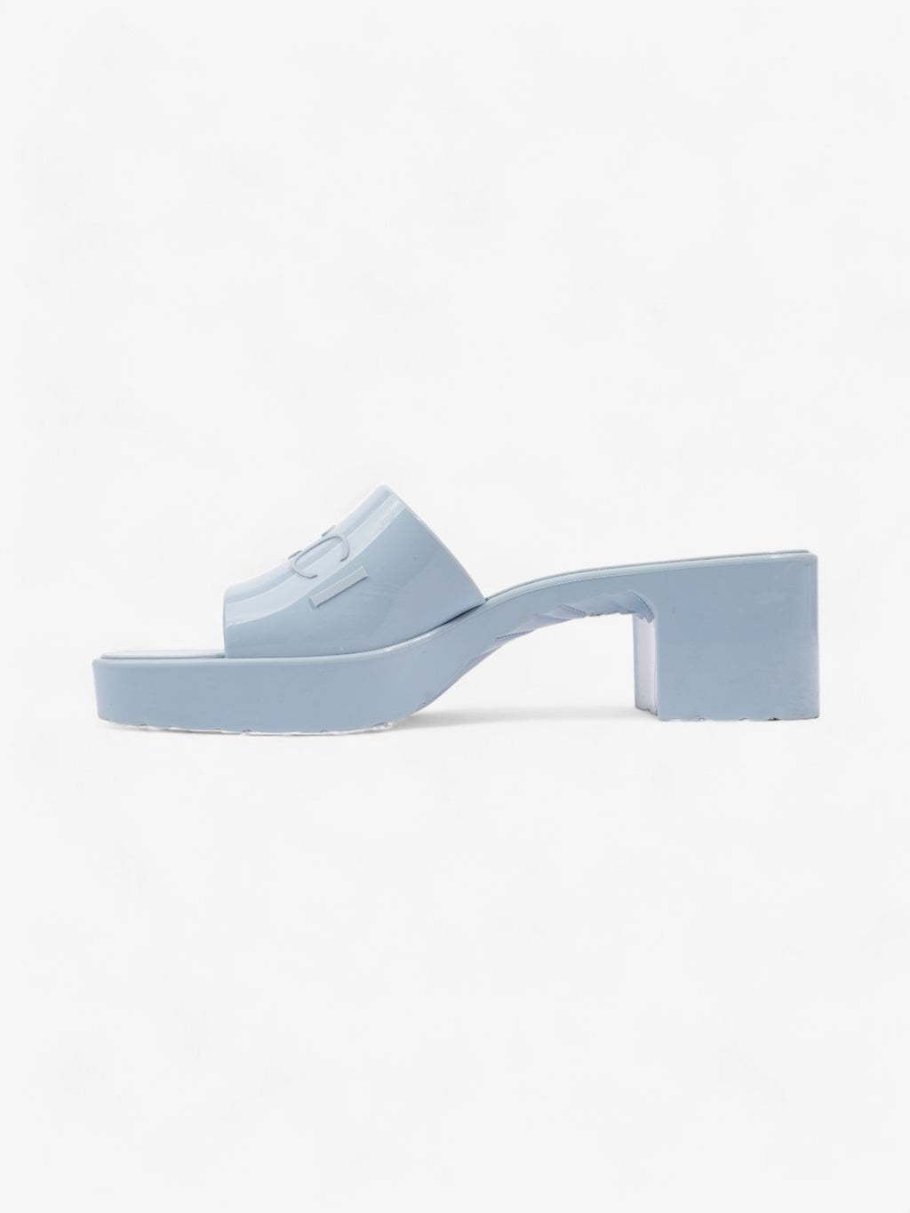 Gucci Rubber Logo Sandals 60 Light Blue Rubber EU 39 UK 6