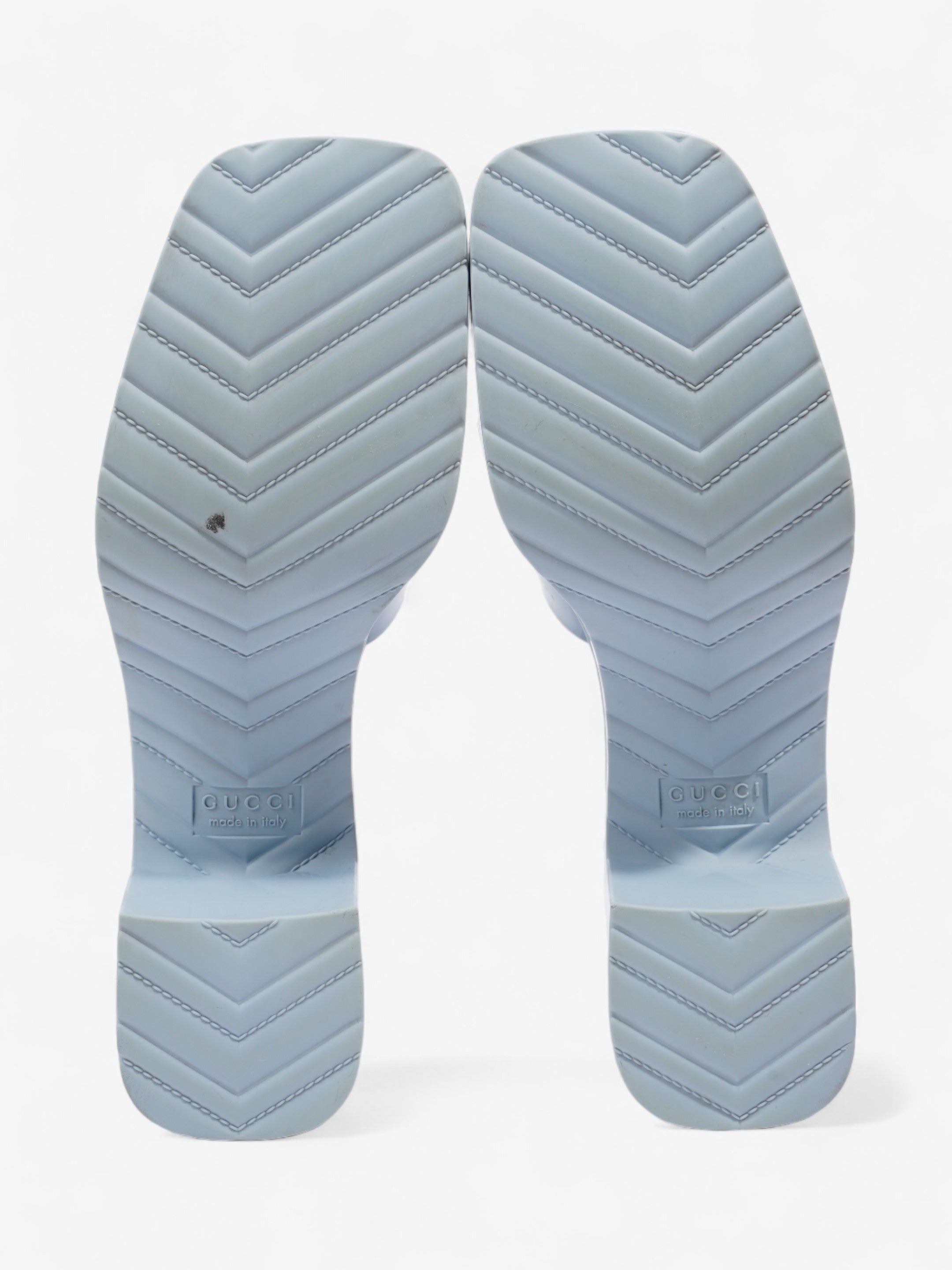 Gucci Rubber Logo Sandals 60 Light Blue Rubber EU 39 UK 6
