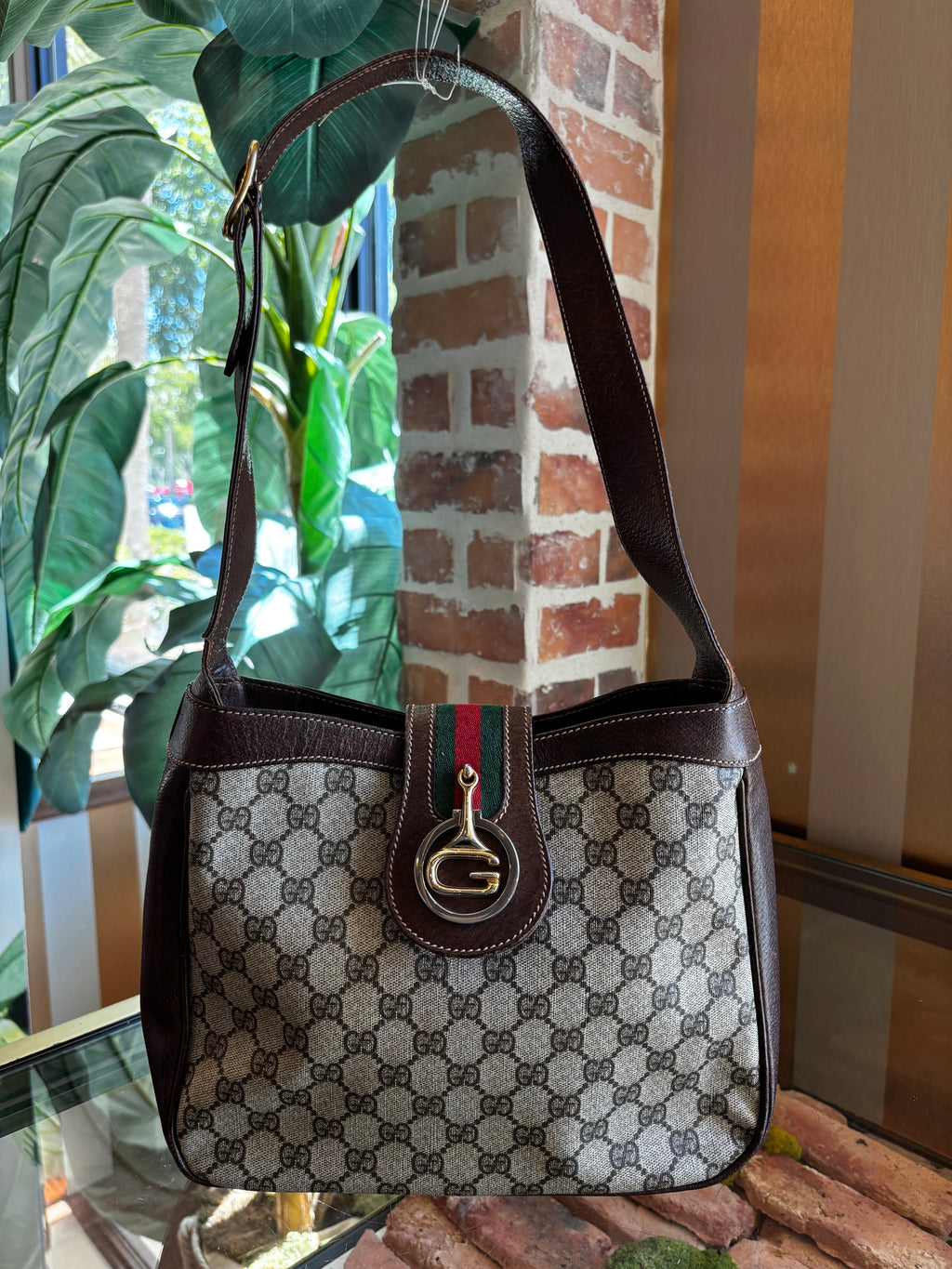 GUCCI GG Web Sherry Line Shoulder Bag