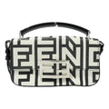 Fendi Baguette Blanco and Nero Calfskin Leather Crossbody