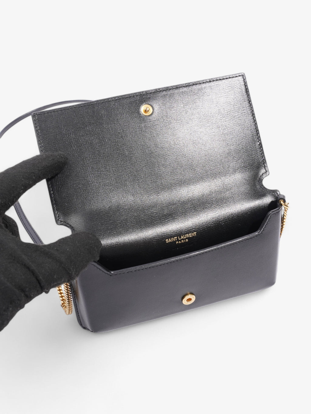 Saint Laurent Cassandre Phone Pouch Black Leather