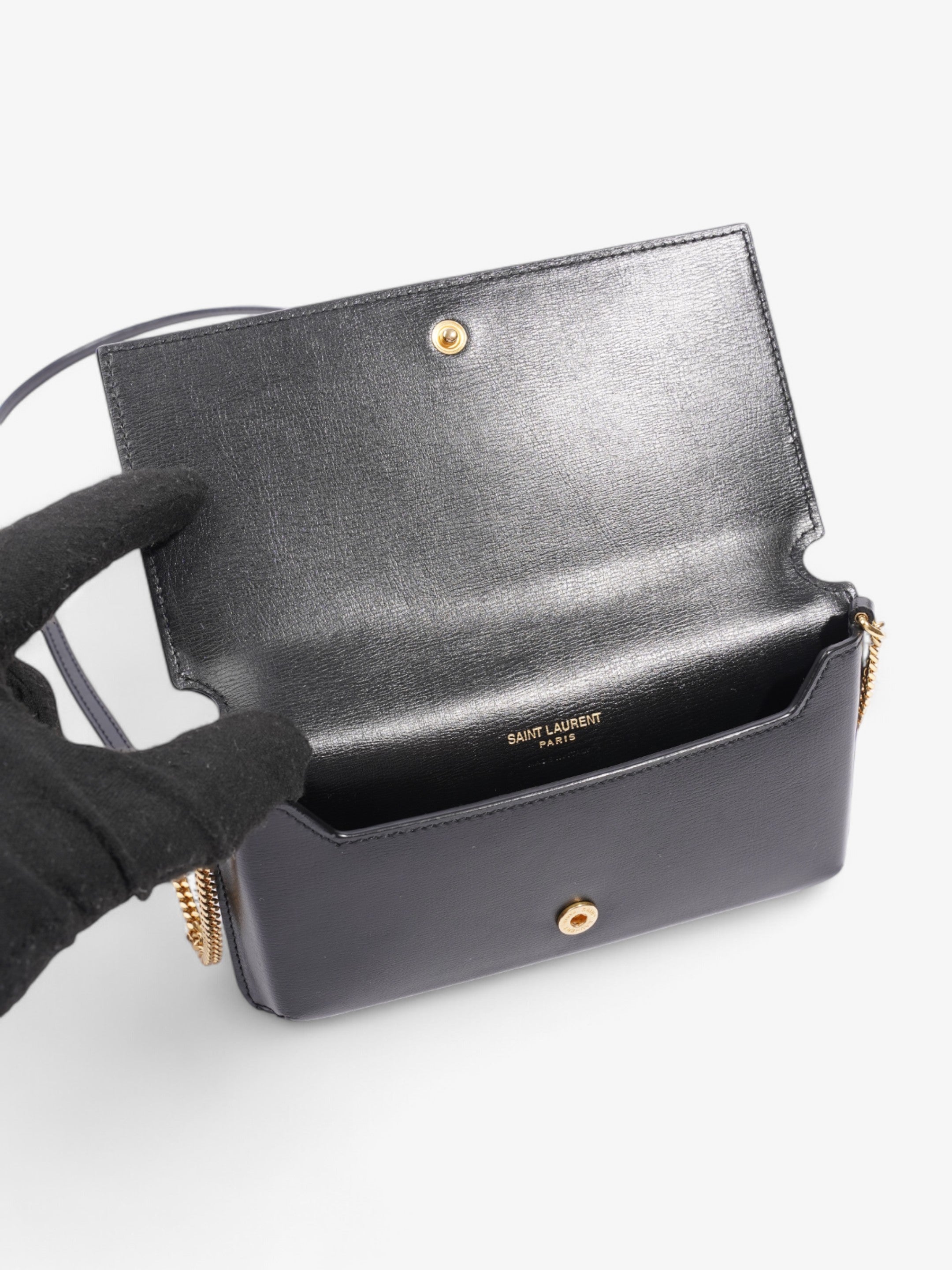 Saint Laurent Cassandre Phone Pouch Black Leather