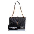 Yves Saint Laurent Matelasse Envelope Medium Black Grained Leather
