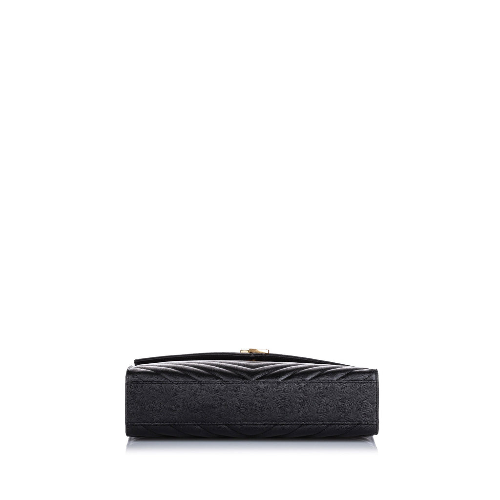 Yves Saint Laurent Matelasse Envelope Medium Black Grained Leather