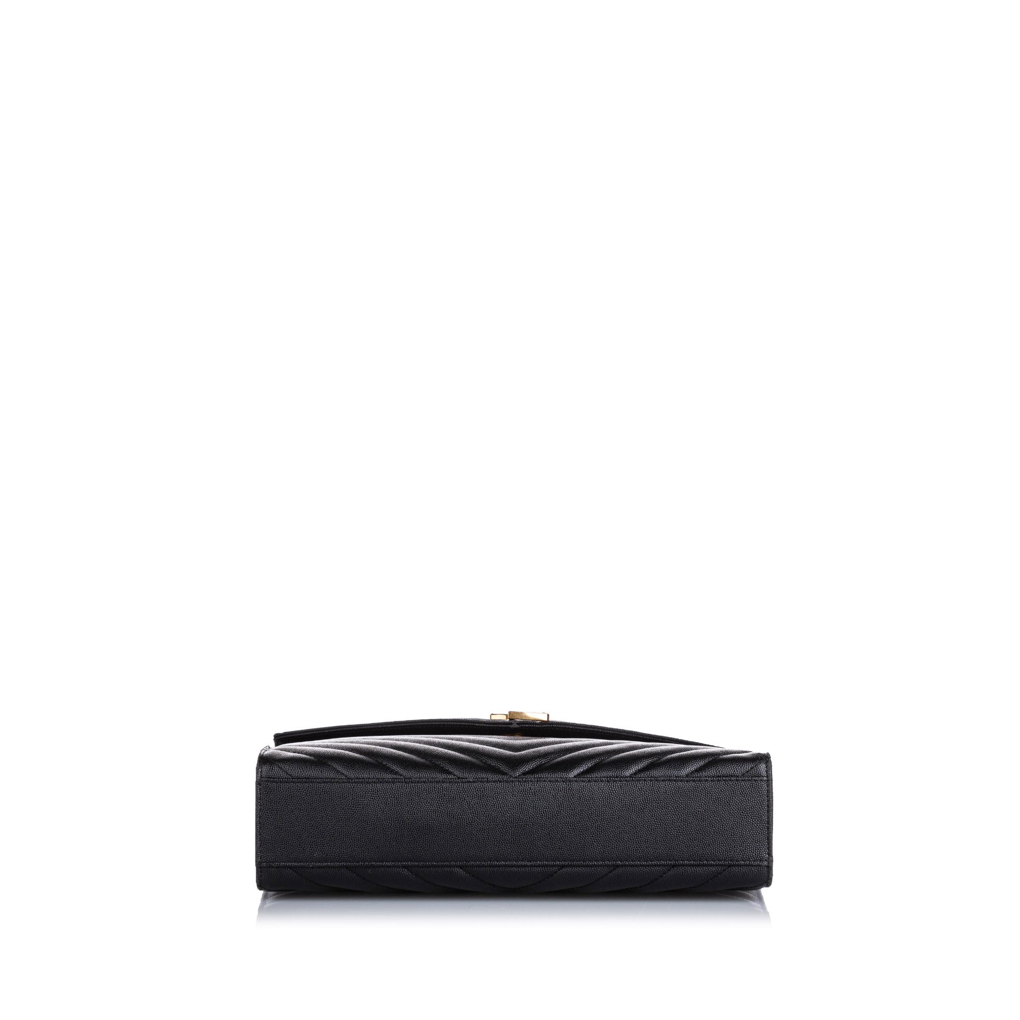 Yves Saint Laurent Matelasse Envelope Medium Black Grained Leather