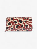 Gucci Leopard Print Zip Around Wallet Red / Black Calfskin Leather