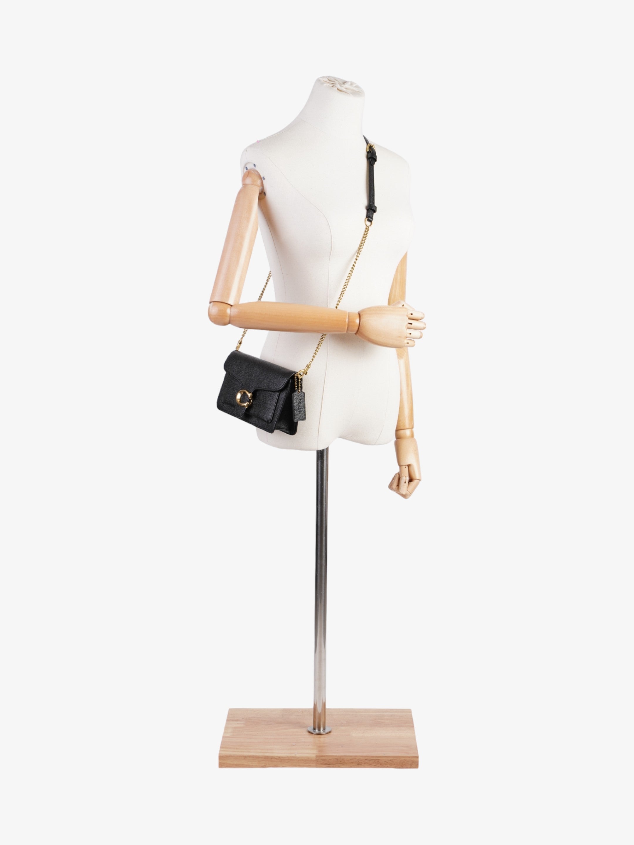 Coach Tabby Chain Clutch Black Leather