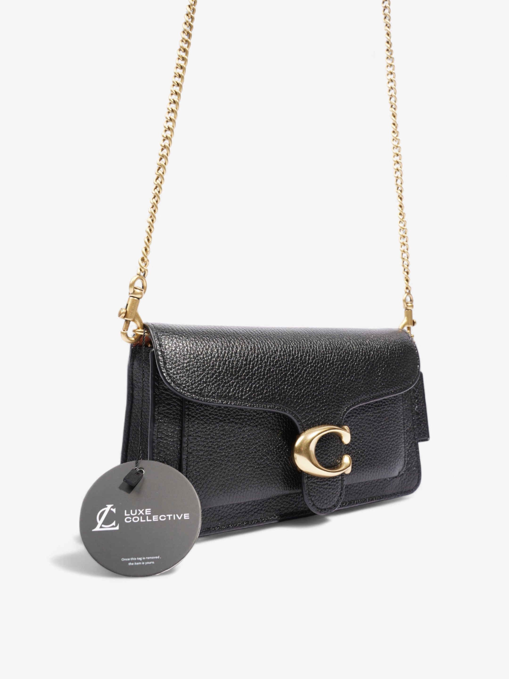Coach Tabby Chain Clutch Black Leather