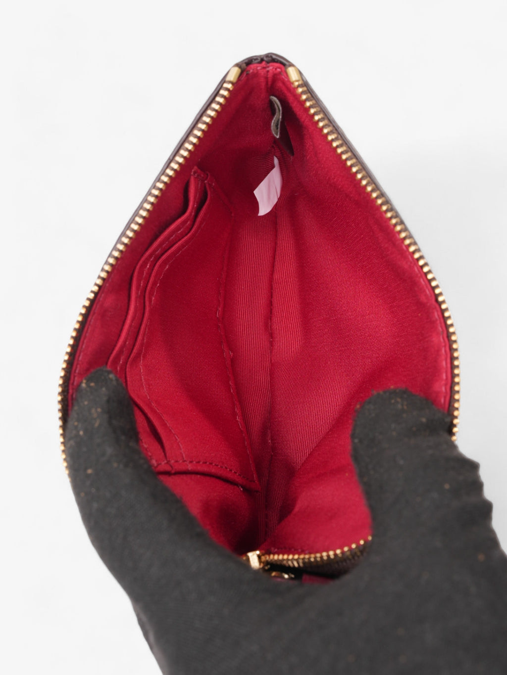 Coach Corner Zip Wristlet Brown Signature / Red Coated Canvas