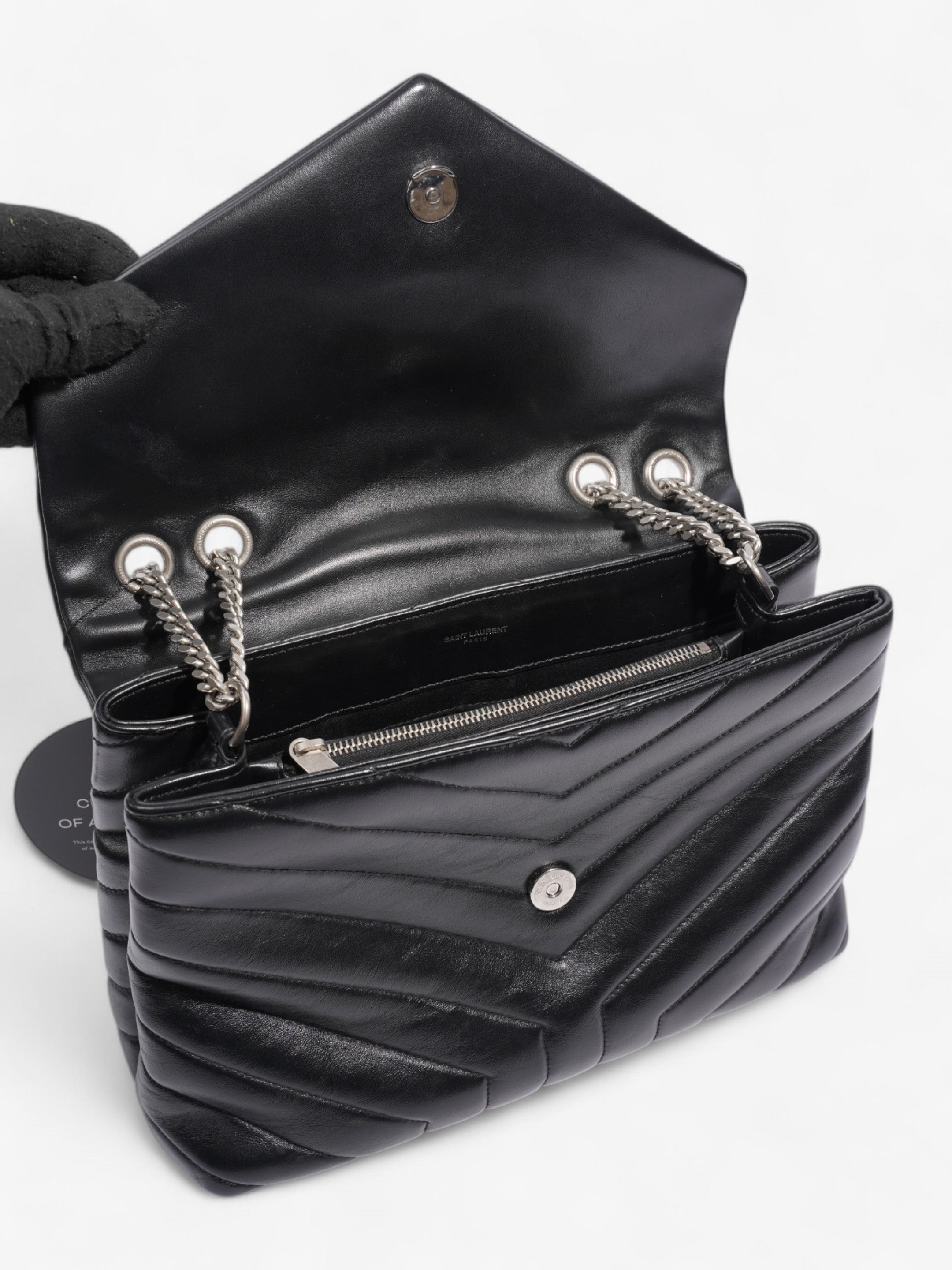 Saint Laurent Lou Lou Black Calfskin Leather Medium