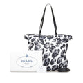 Prada Tessuto Shopper Black White Printed Nylon Canvas