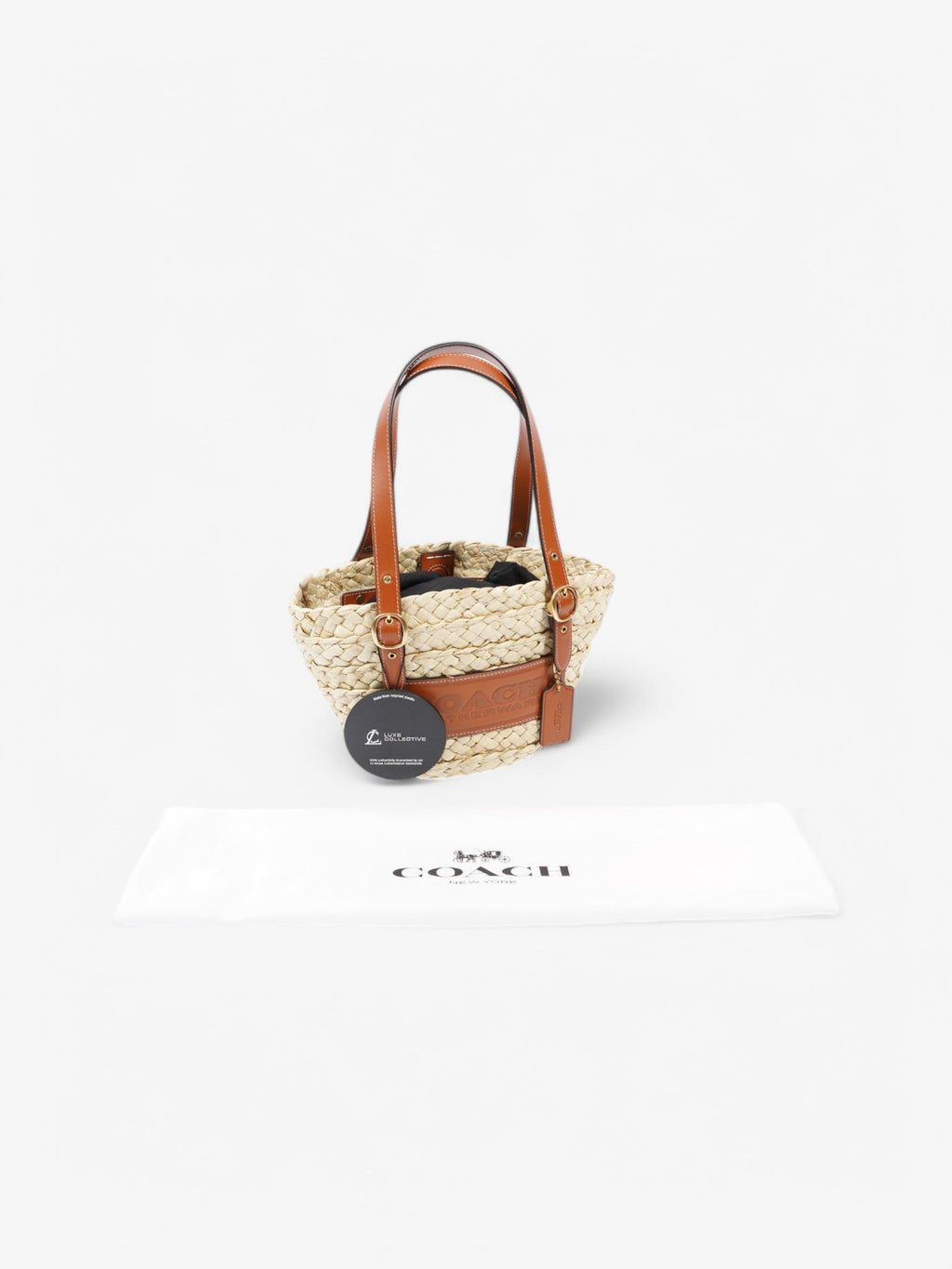Coach Structured Straw Tote 16 Brown Raffia